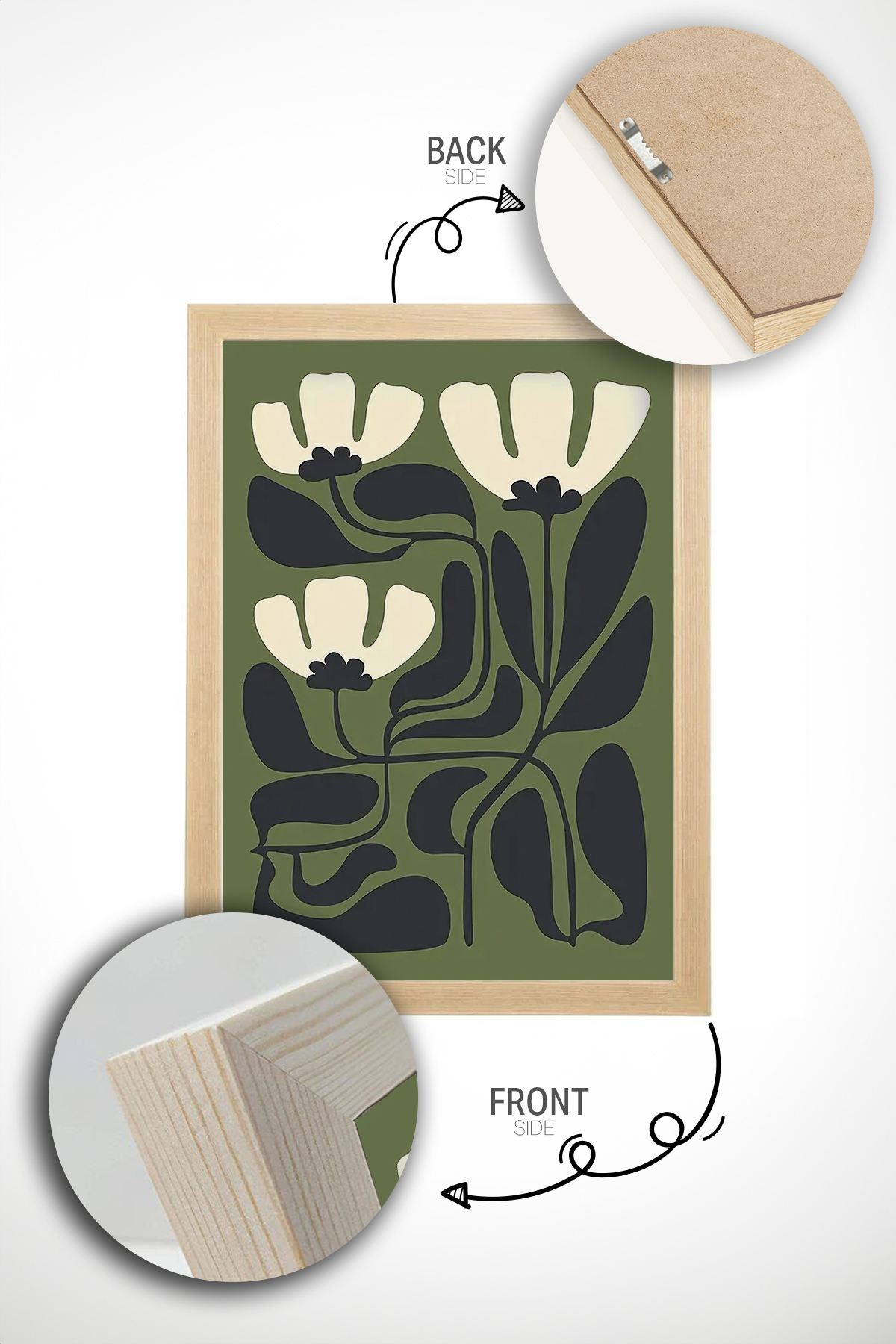 **Quadro Decorativo Emoldurado Multicolor em Madeira Maciça - Conjunto 3 Peças 33x48cm**