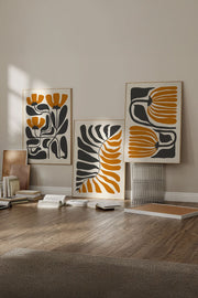 **Quadro Decorativo Emoldurado Multicolor em Madeira Maciça - Conjunto 3 Peças 33x48cm**