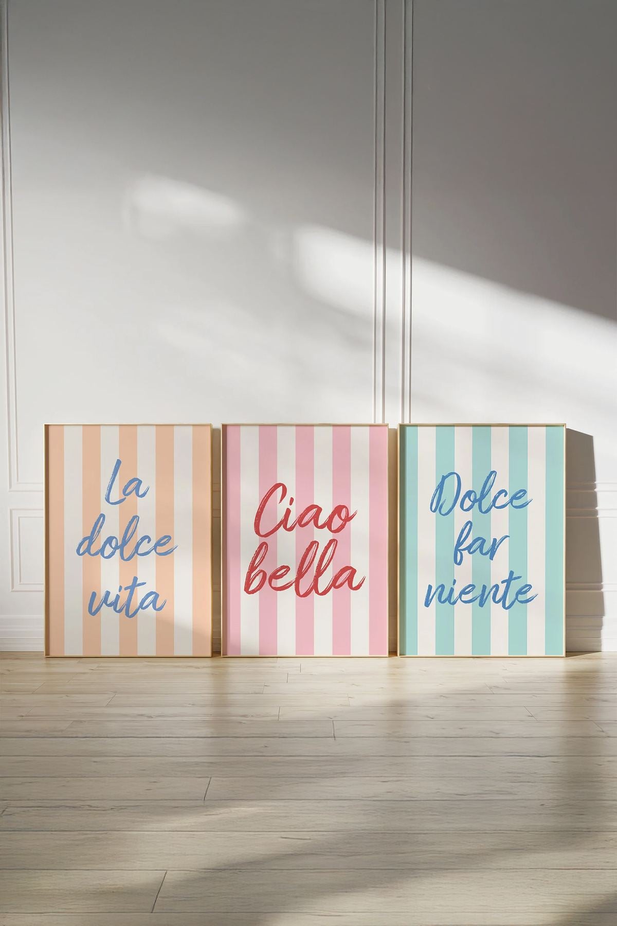 **Quadro Decorativo Emoldurado Multicolor em Madeira Maciça - Conjunto 3 Peças 33x48cm**