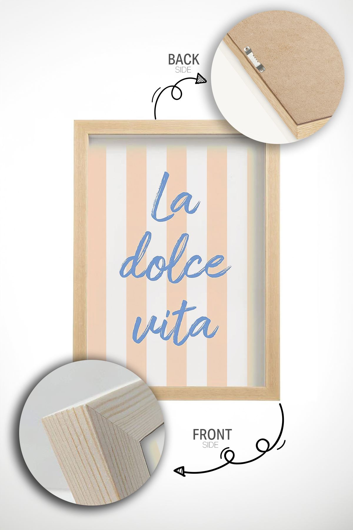 **Quadro Decorativo Emoldurado Multicolor em Madeira Maciça - Conjunto 3 Peças 33x48cm**