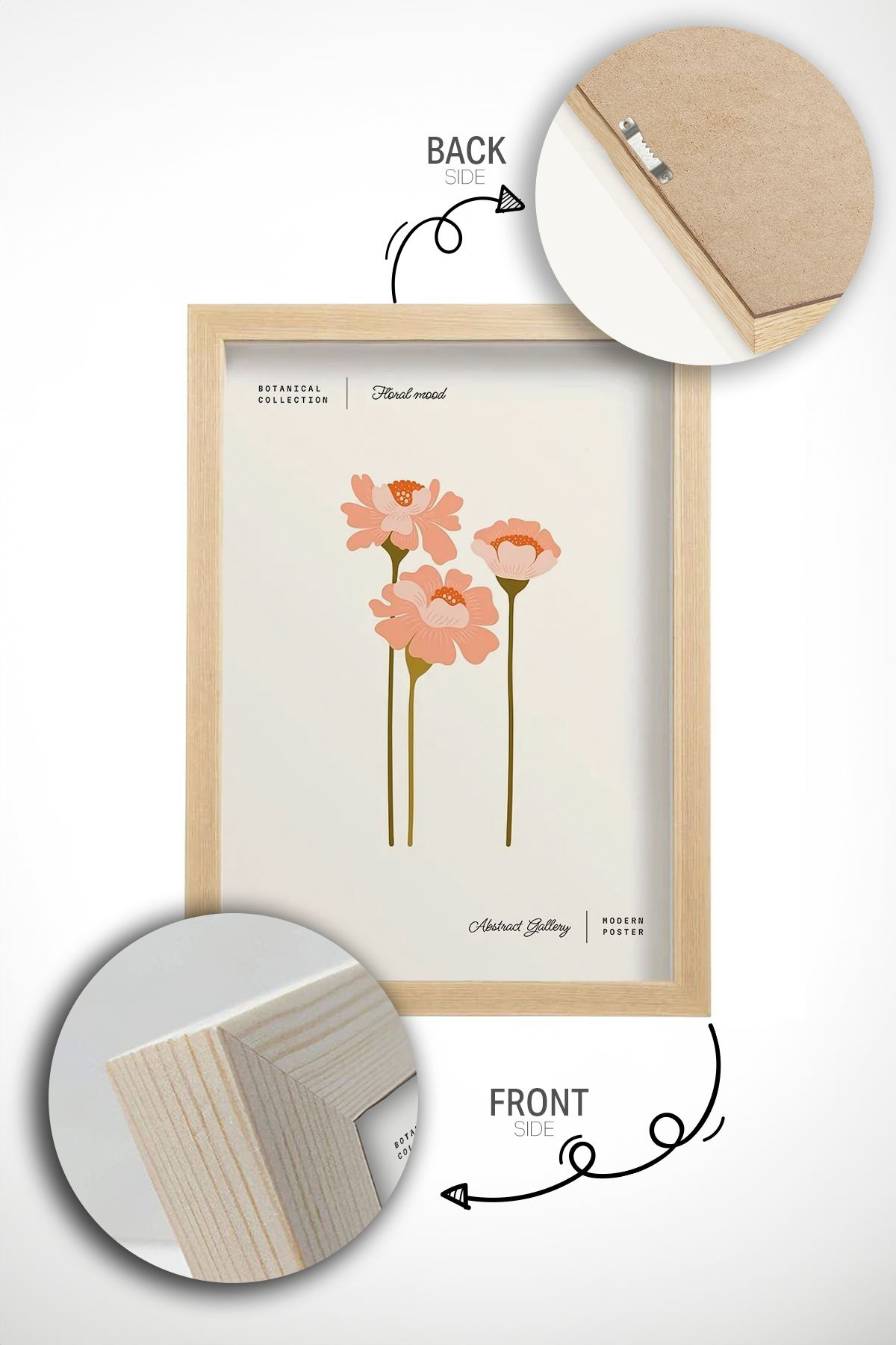 Quadro Decorativo Multicolor com Moldura de Madeira Maciça - Impressão Digital Premium 33x48cm