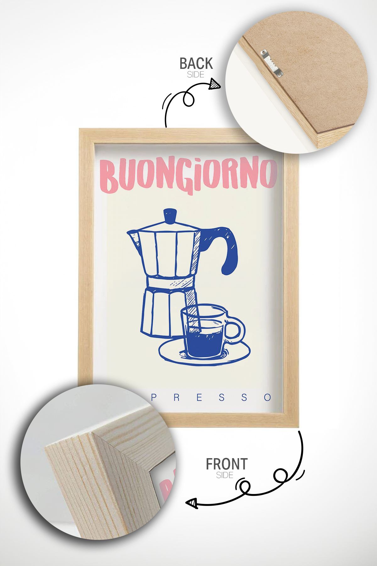 Quadro Decorativo Multicolor com Moldura de Madeira Maciça - Impressão Digital Premium 33x48cm