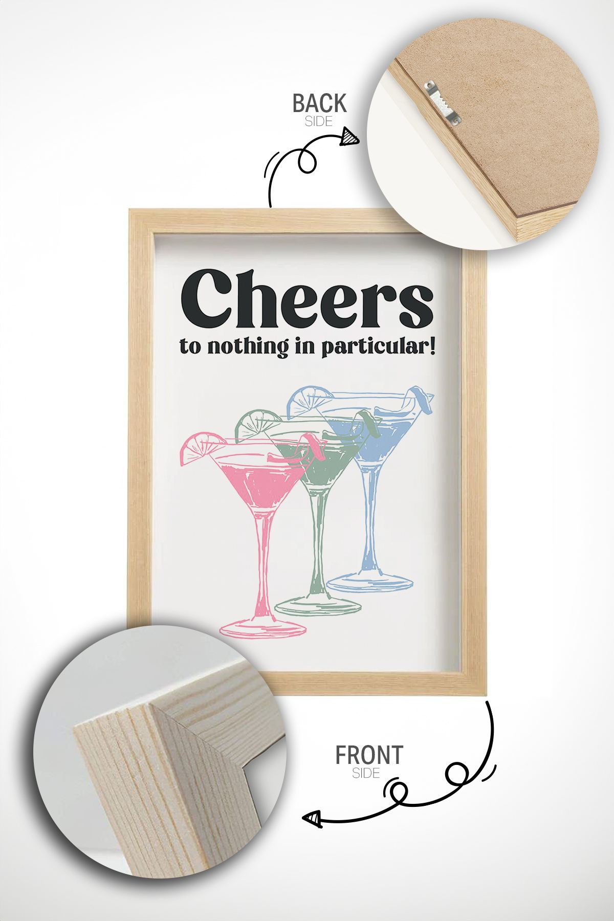 Quadro Decorativo Emoldurado Multicolor Ersy1Ham13 - Madeira Maciça 33x48cm