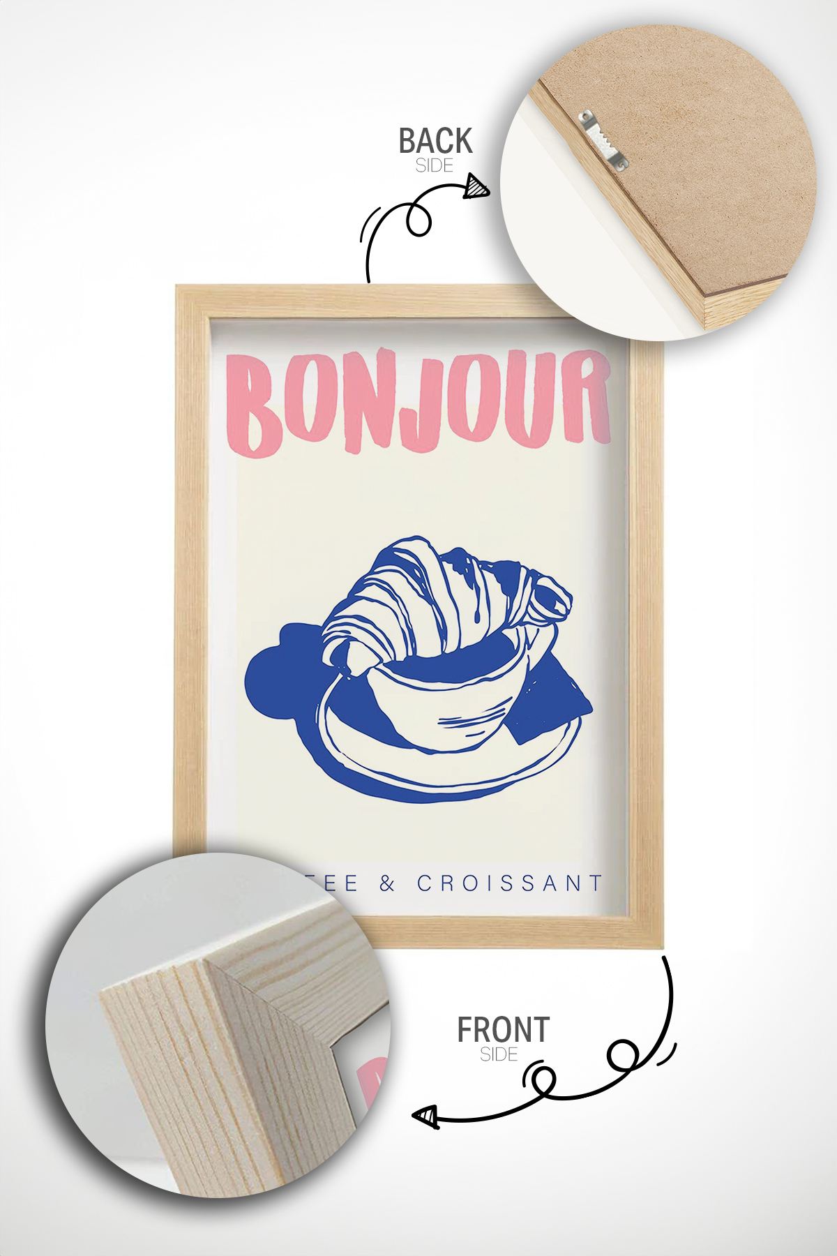 Quadro Decorativo Emoldurado Multicolor em Madeira Maciça - Arte Digital Premium 33x48cm