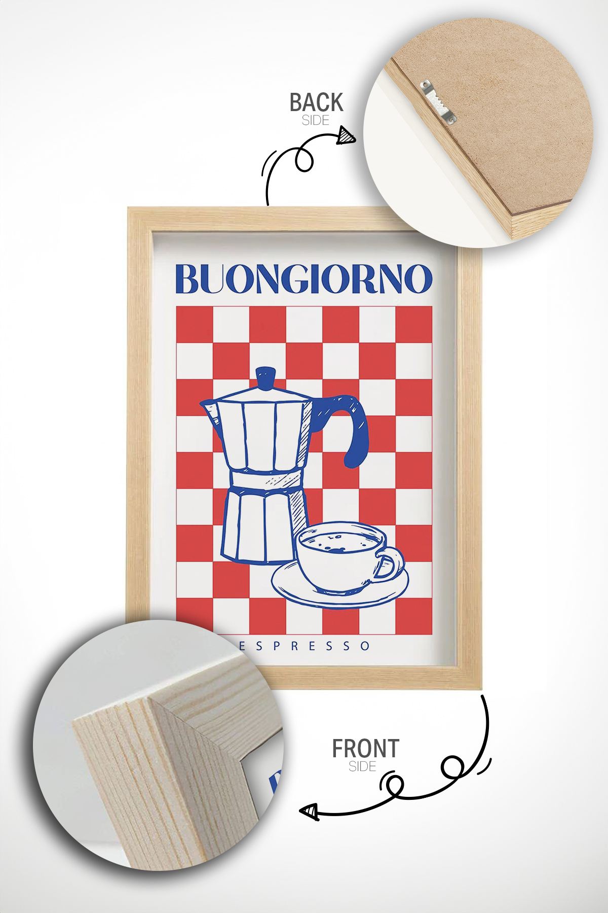 Quadro Decorativo Multicolor com Moldura de Madeira Maciça - Impressão Digital Premium 33x48cm