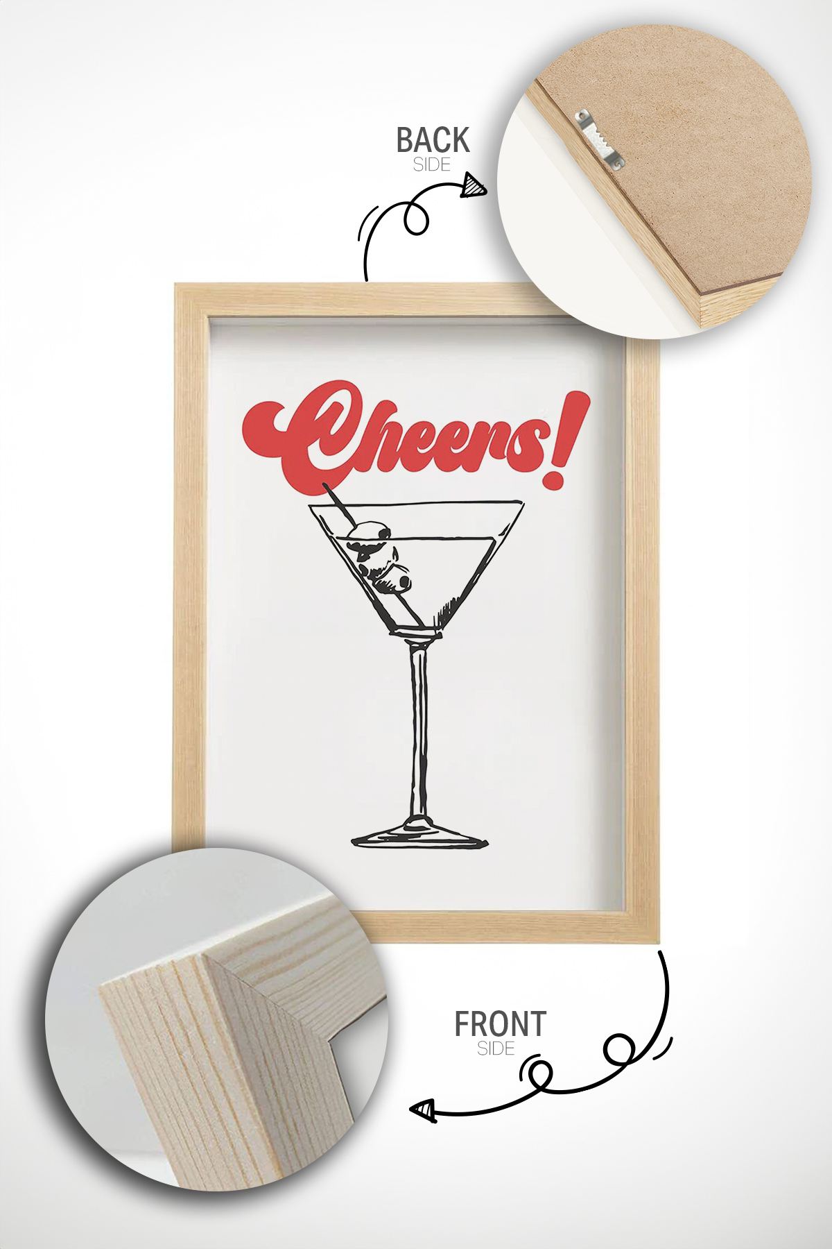 Quadro Decorativo Multicolor com Moldura de Madeira Maciça - Impressão Digital Premium 33x48cm