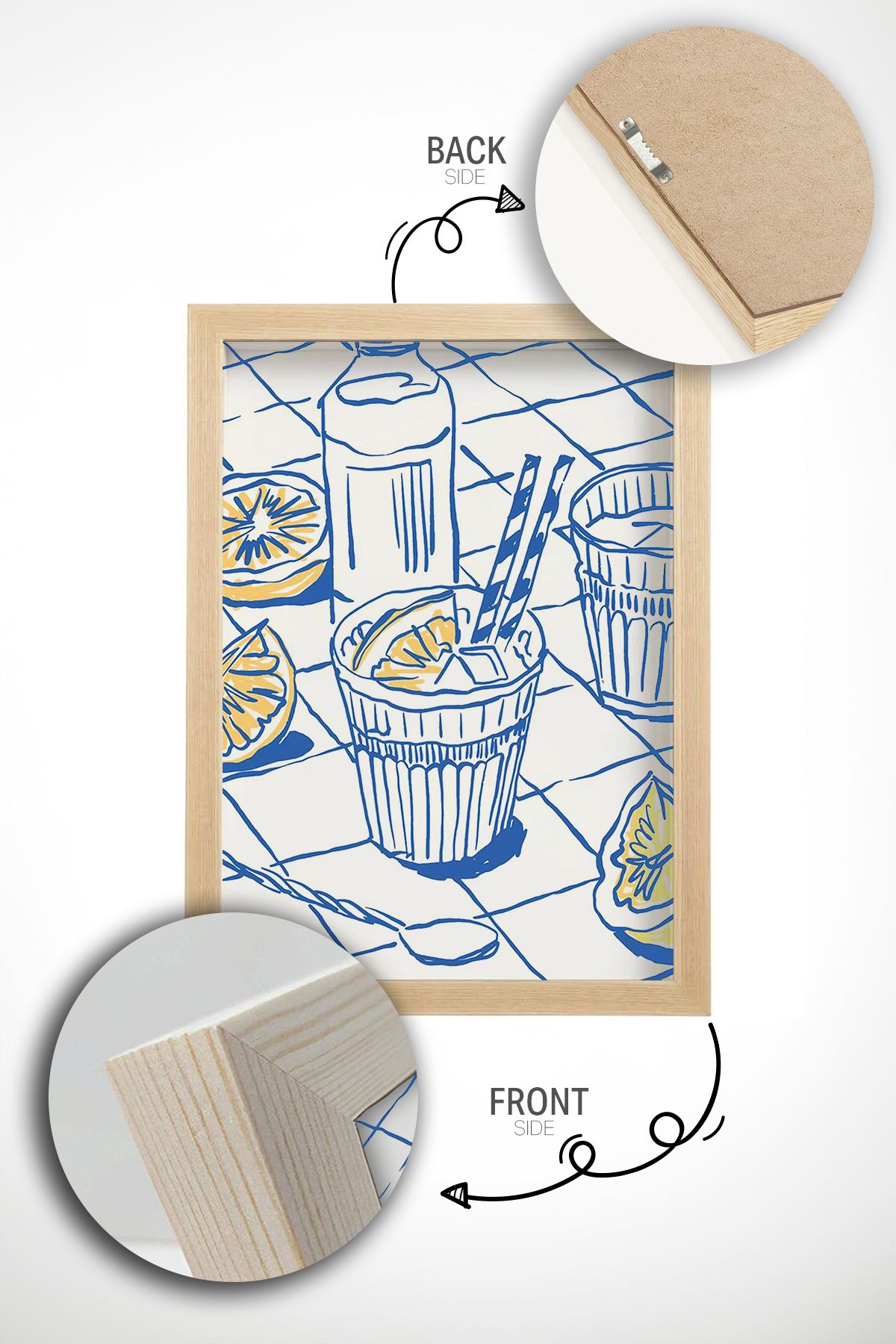 Quadro Decorativo Emoldurado Multicolor Ersy1Ham24 - Madeira Maciça 33x48cm