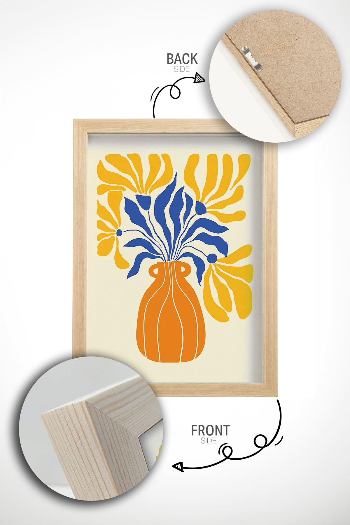 Quadro Decorativo Multicolor com Moldura de Madeira Maciça - Impressão Digital Premium 33x48cm