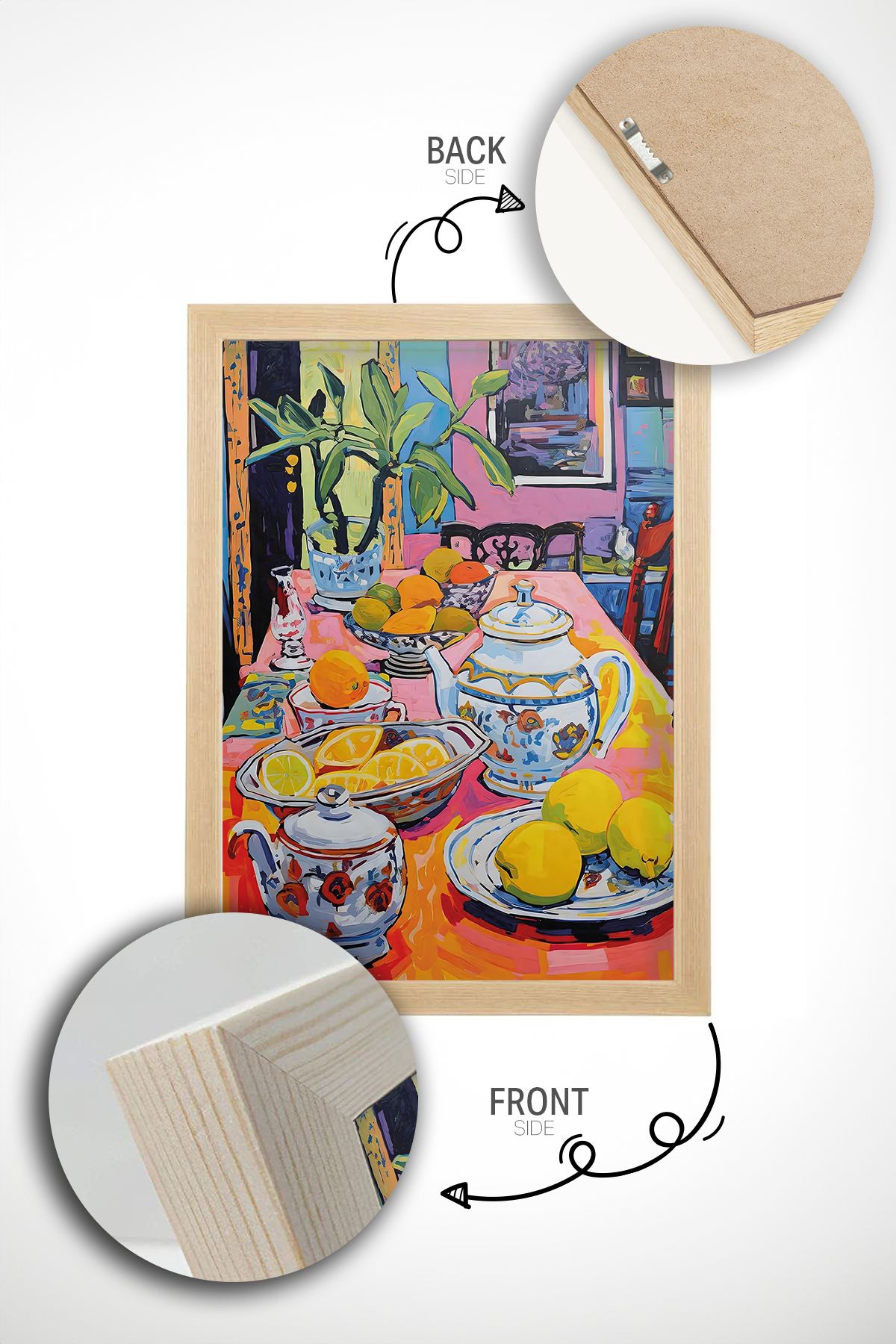 Quadro Decorativo Multicolor com Moldura de Madeira Maciça - Impressão Digital Premium 33x48cm