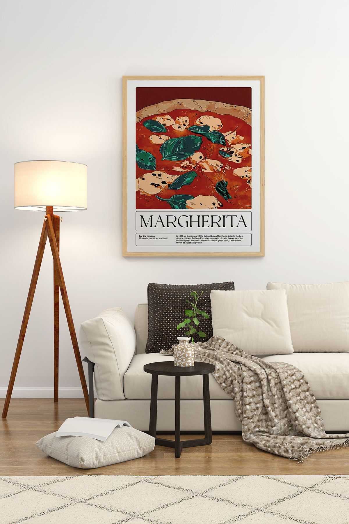 Quadro Decorativo Multicolor com Moldura de Madeira Maciça - Impressão Digital Premium 33x48cm