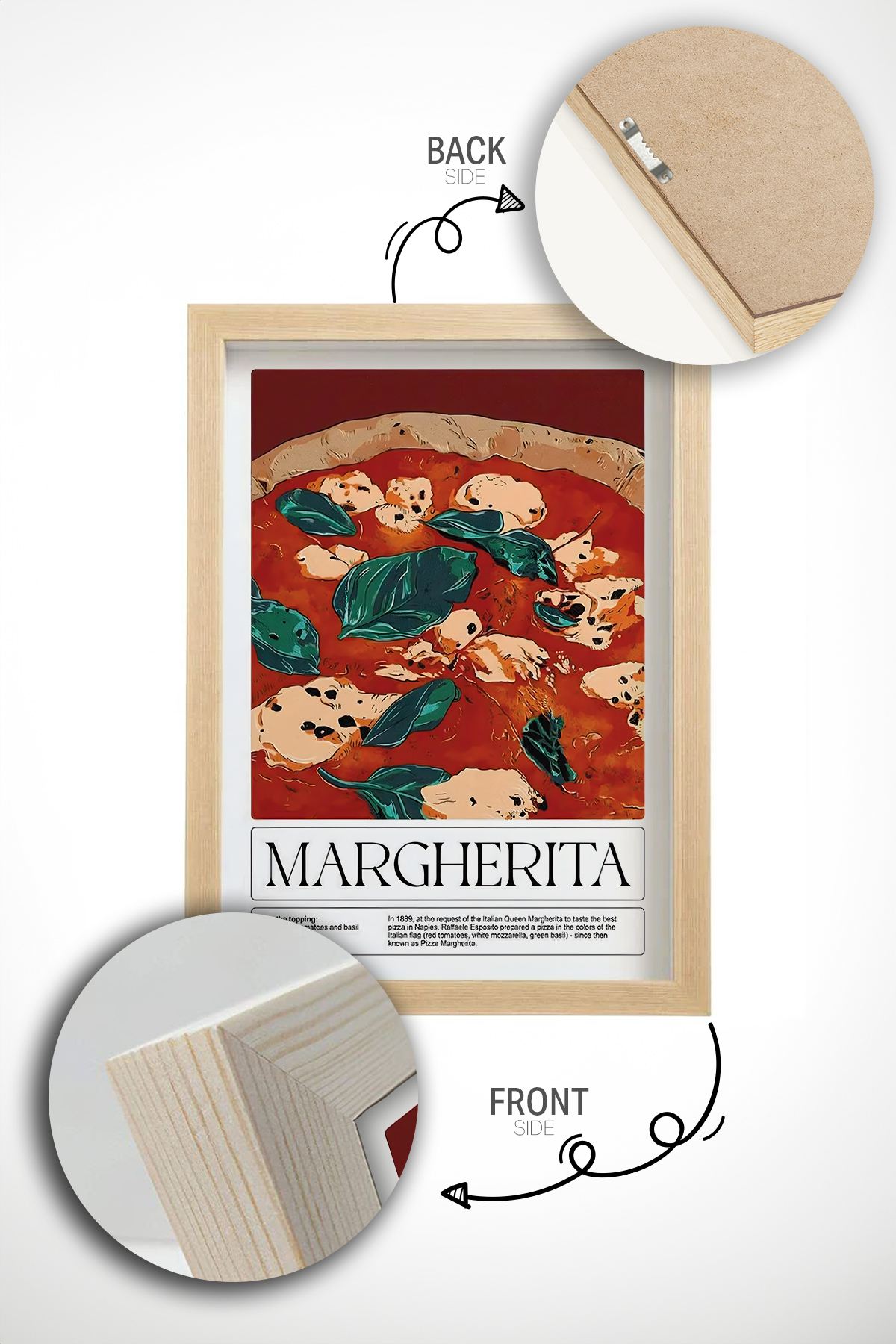 Quadro Decorativo Multicolor com Moldura de Madeira Maciça - Impressão Digital Premium 33x48cm