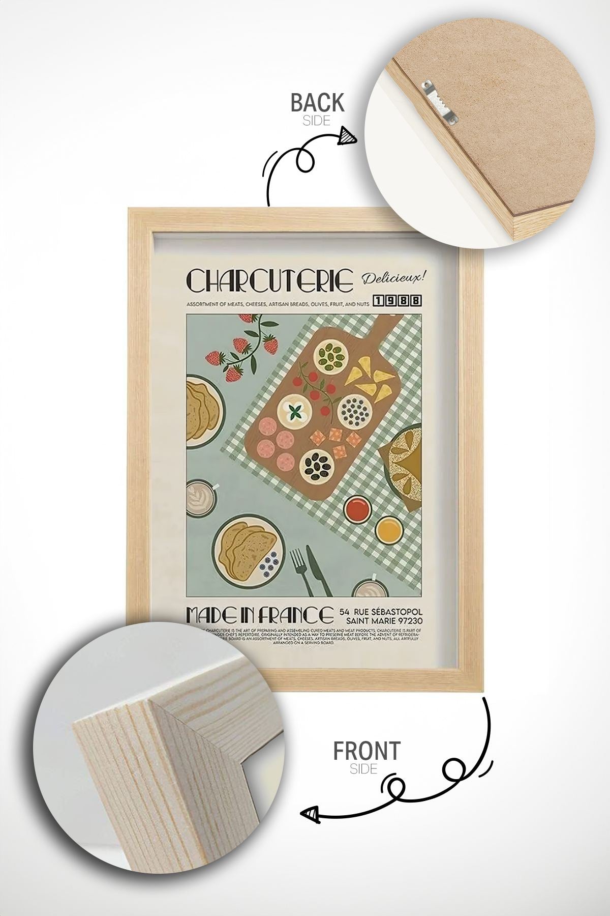 Quadro Decorativo com Moldura em Madeira Maciça 2 cm, Impressão Digital em Papel Fotográfico 300 g/m², 33 x 48 cm, Multicolorido