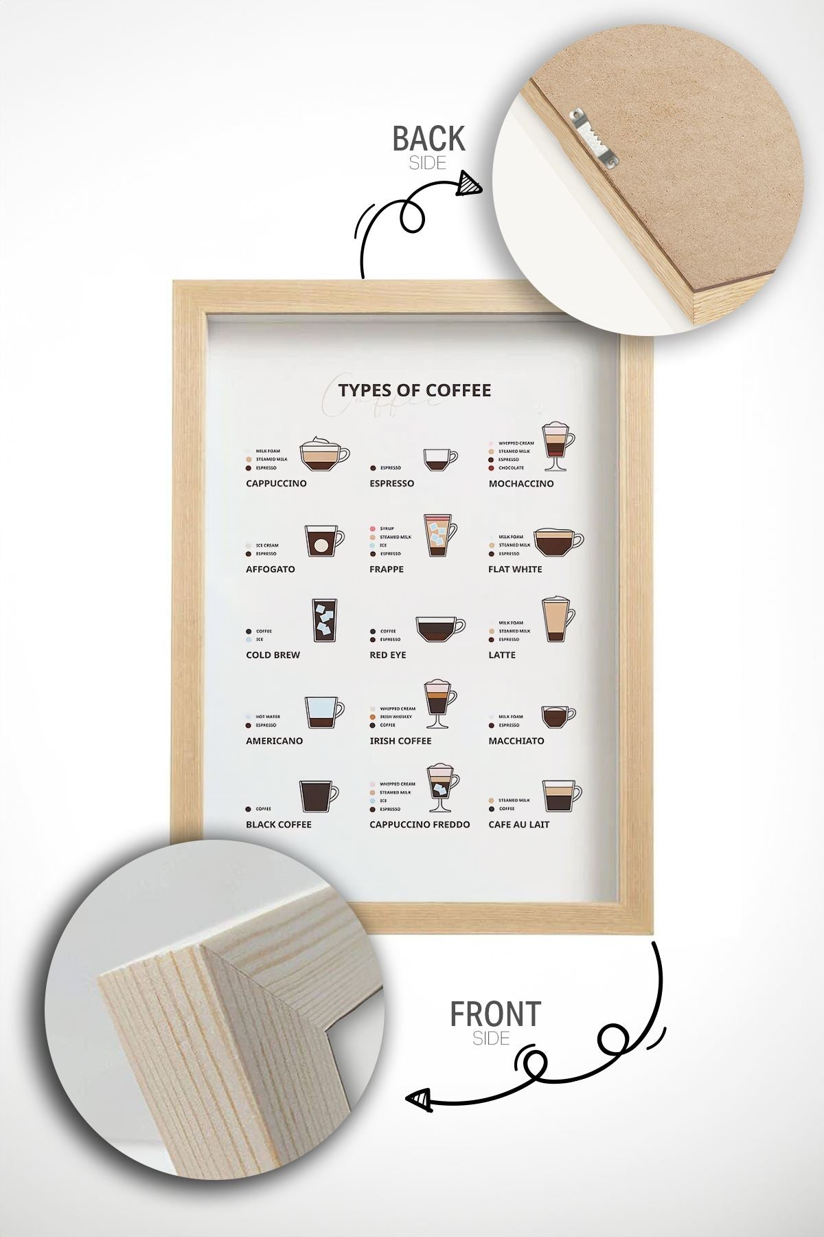 Quadro Decorativo Emoldurado Multicolor em Madeira Maciça - Impressão Digital Premium 33x48cm