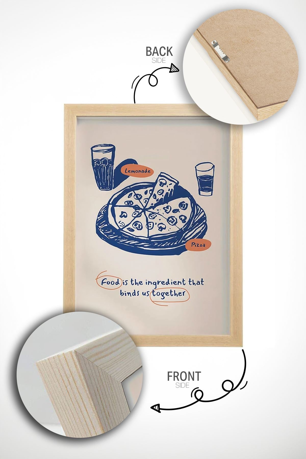 Quadro Decorativo Multicolor com Moldura de Madeira Maciça - Impressão Digital Premium 33x48cm