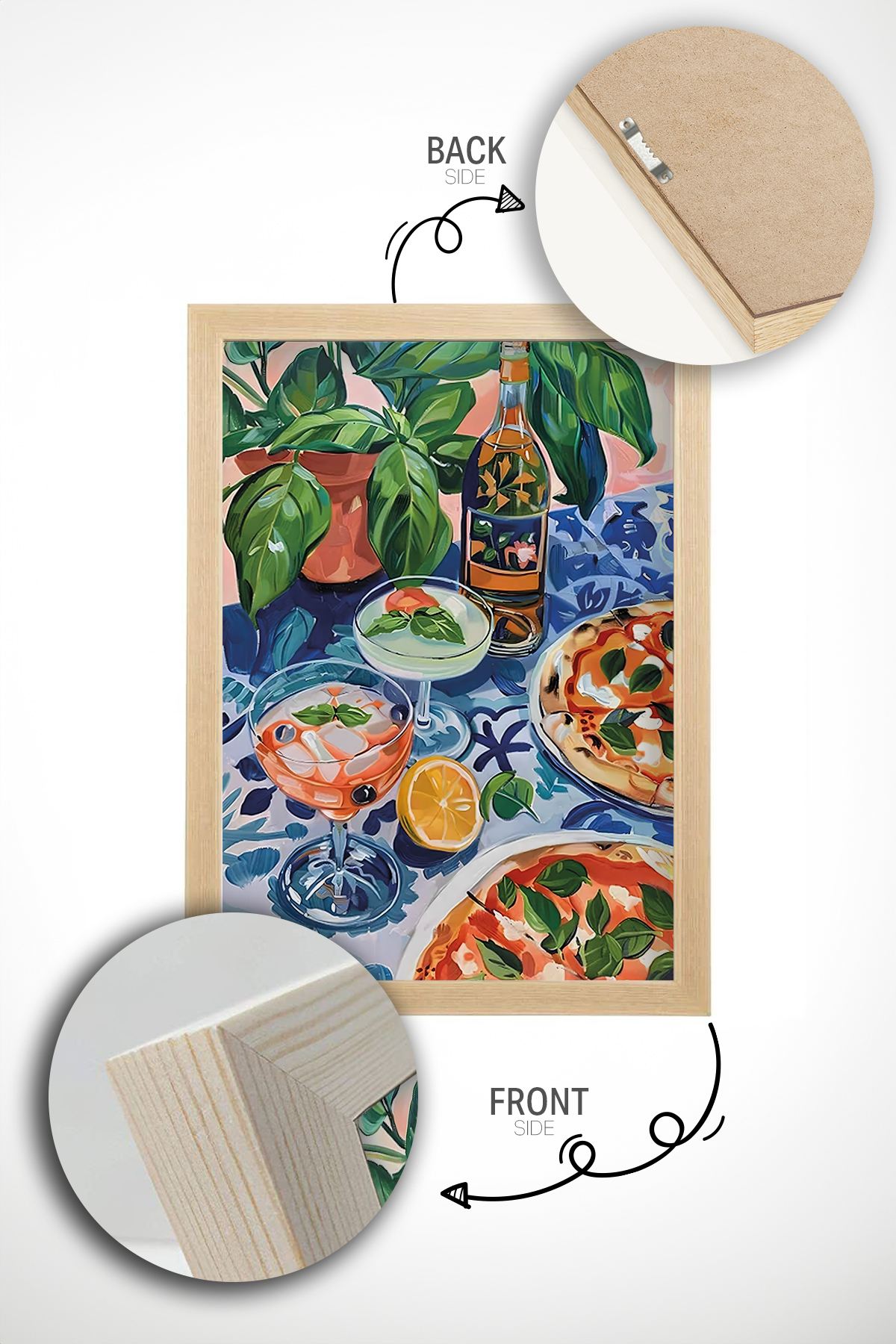 Quadro Decorativo Emoldurado Multicolor em Madeira Maciça 33x48cm - Impressão Digital Premium