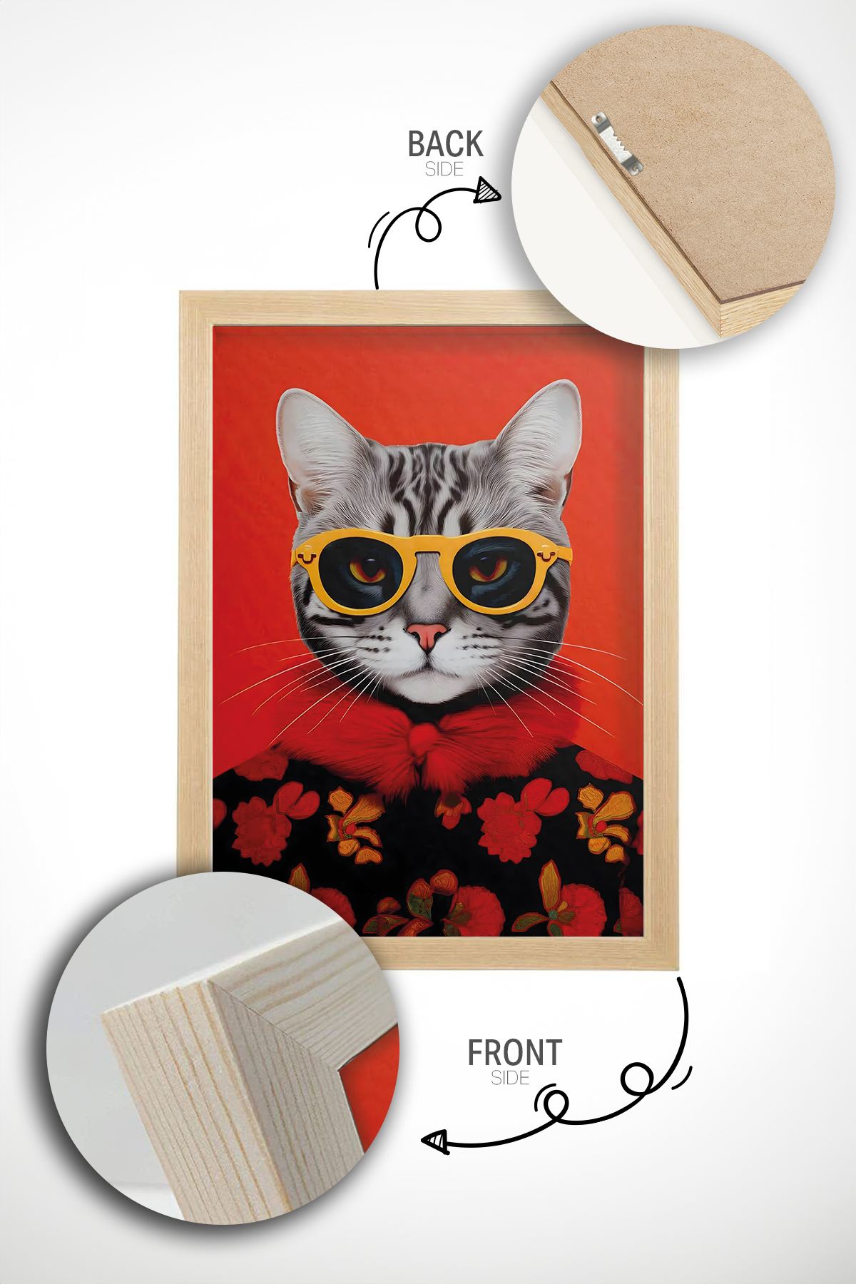 Quadro Decorativo Multicolor com Moldura de Madeira Maciça - Impressão Digital Premium 33x48cm