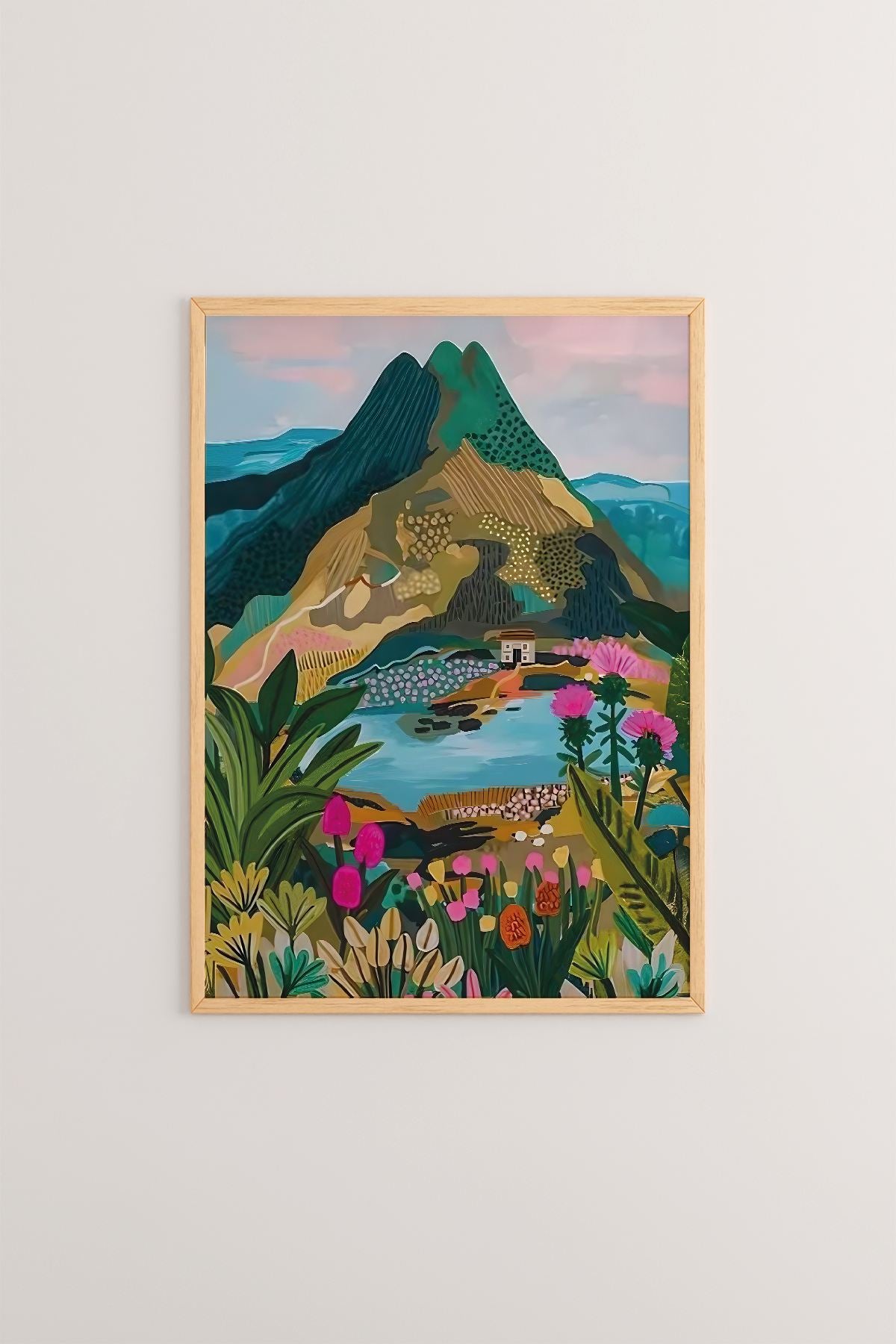 Quadro Decorativo Multicolor com Moldura de Madeira Maciça - Impressão Digital Premium 33x48cm