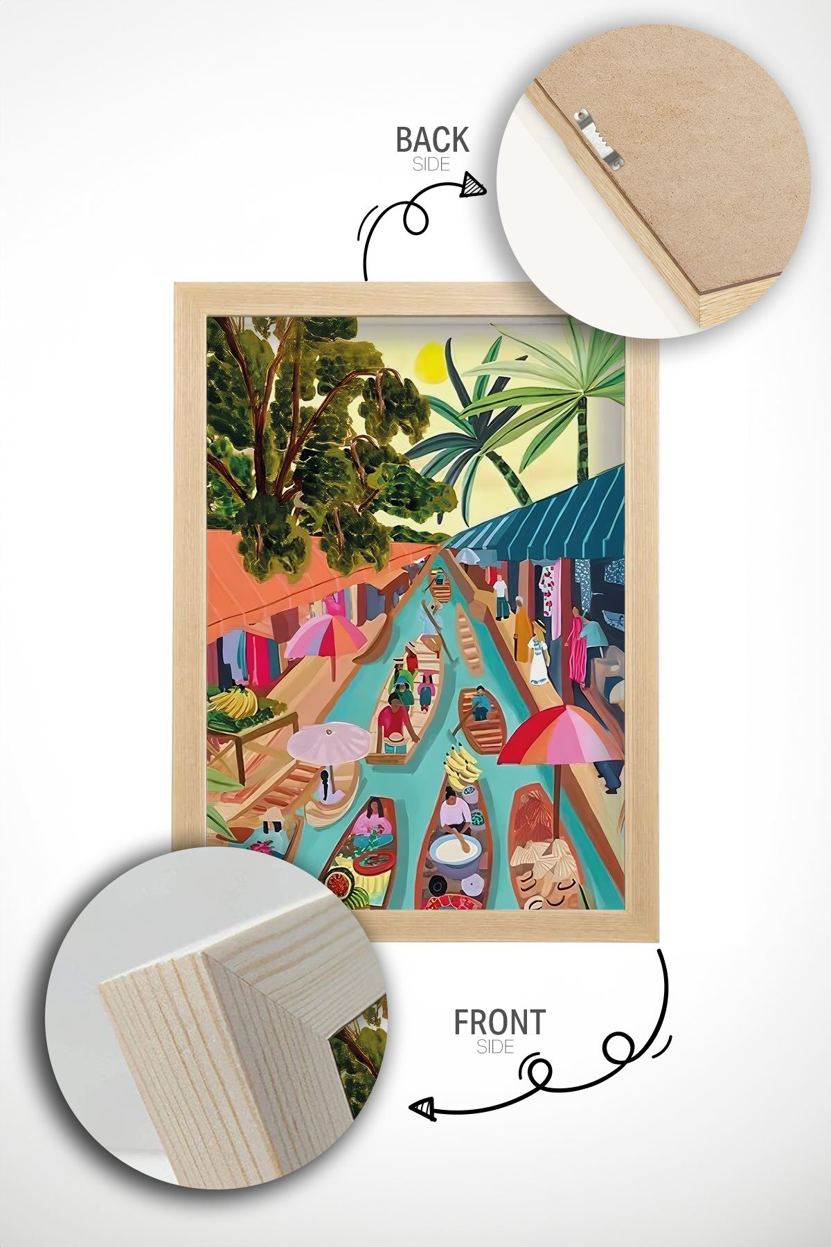 Quadro Decorativo Multicolor com Moldura de Madeira Maciça - Impressão Digital Premium 33x48cm