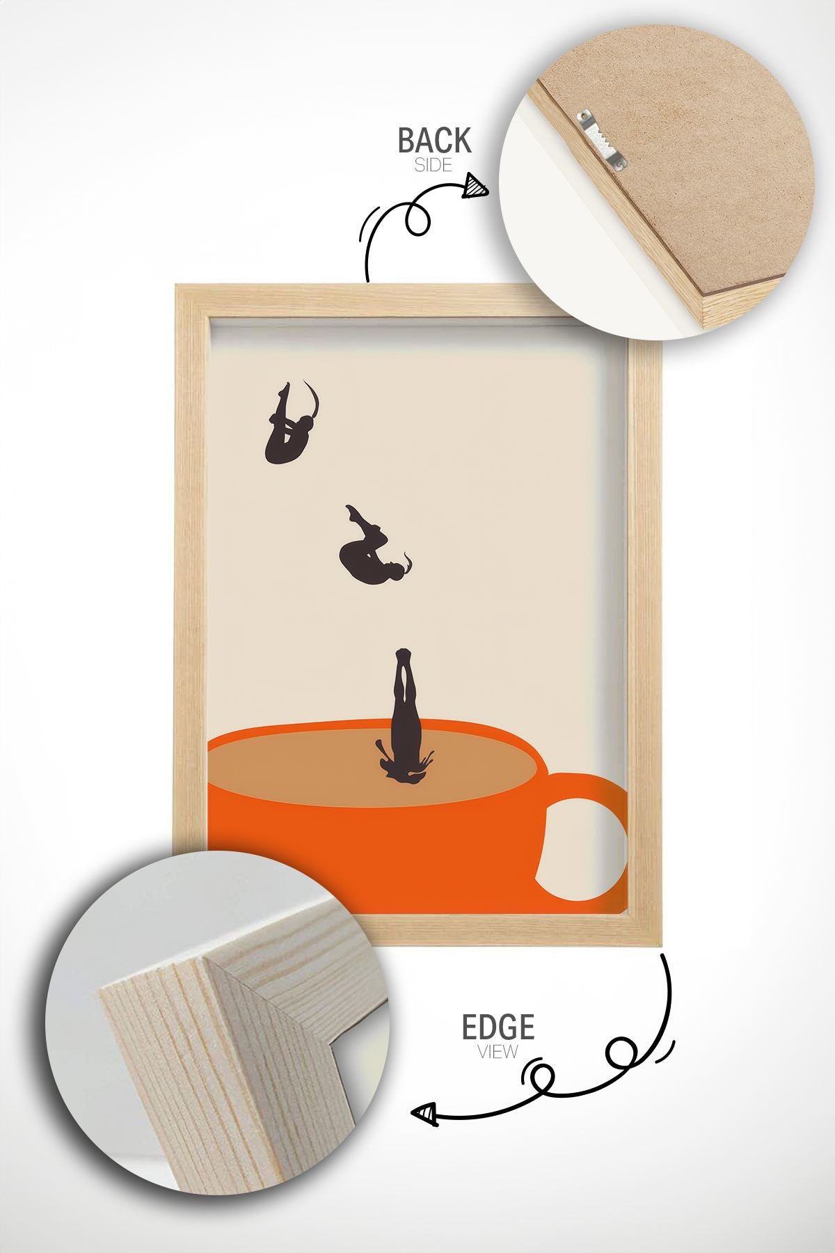 Arte Decorativa Emoldurada Multicolor - Quadro em Madeira Maciça 33x48cm com Impressão Digital de Alta Qualidade