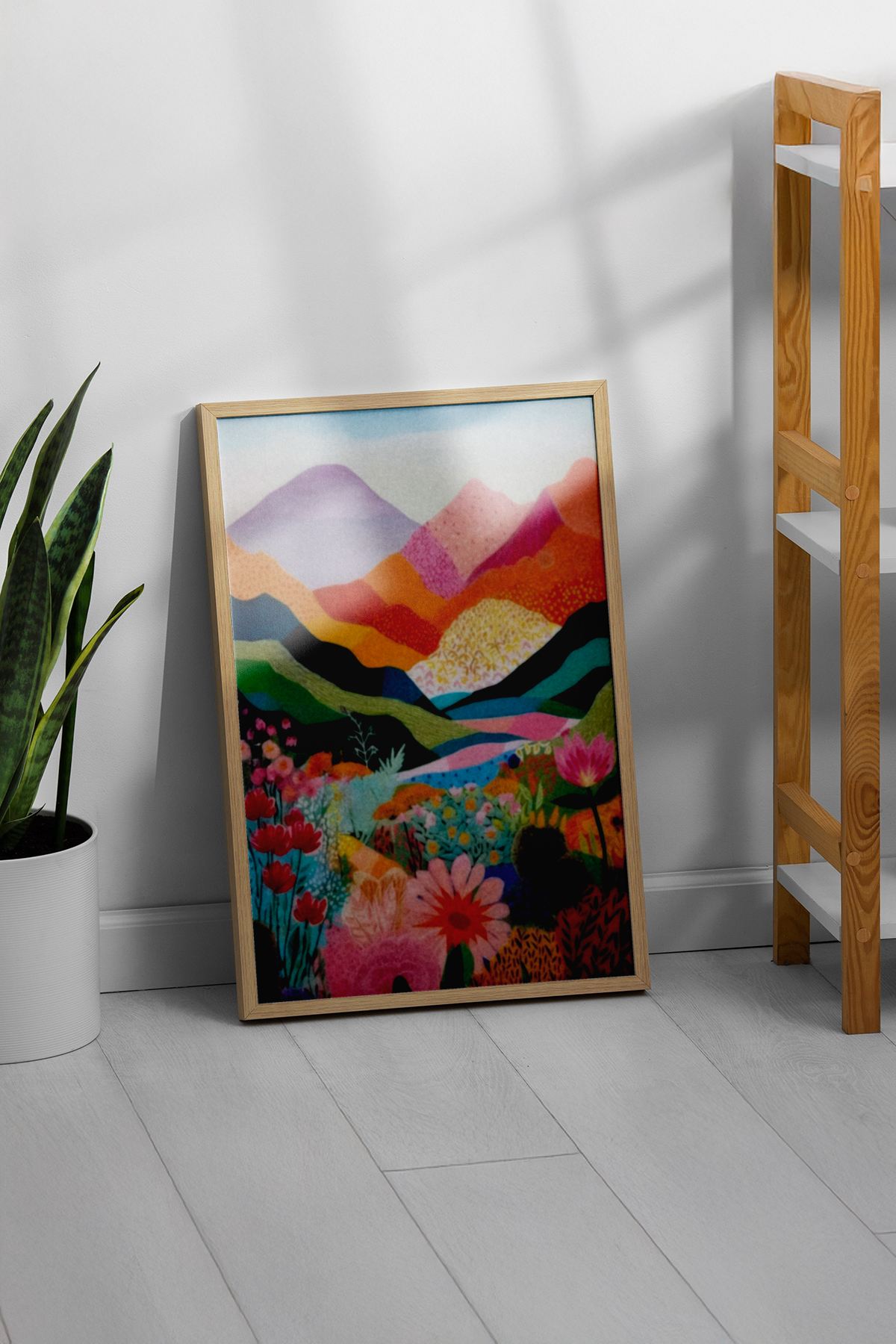 Arte Decorativa Emoldurada Multicolor - Quadro em Madeira Maciça 33x48cm com Impressão Digital de Alta Qualidade