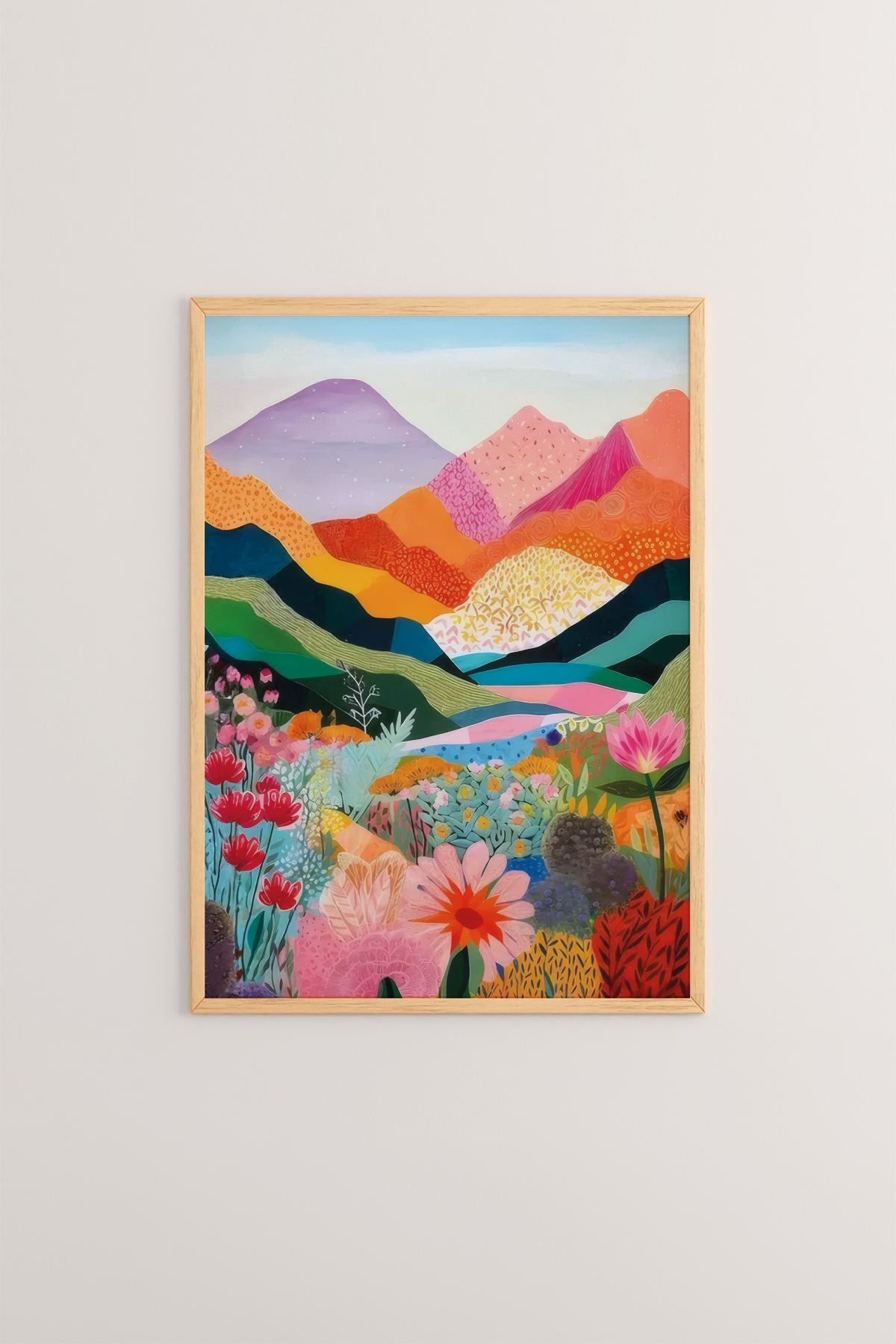 Arte Decorativa Emoldurada Multicolor - Quadro em Madeira Maciça 33x48cm com Impressão Digital de Alta Qualidade