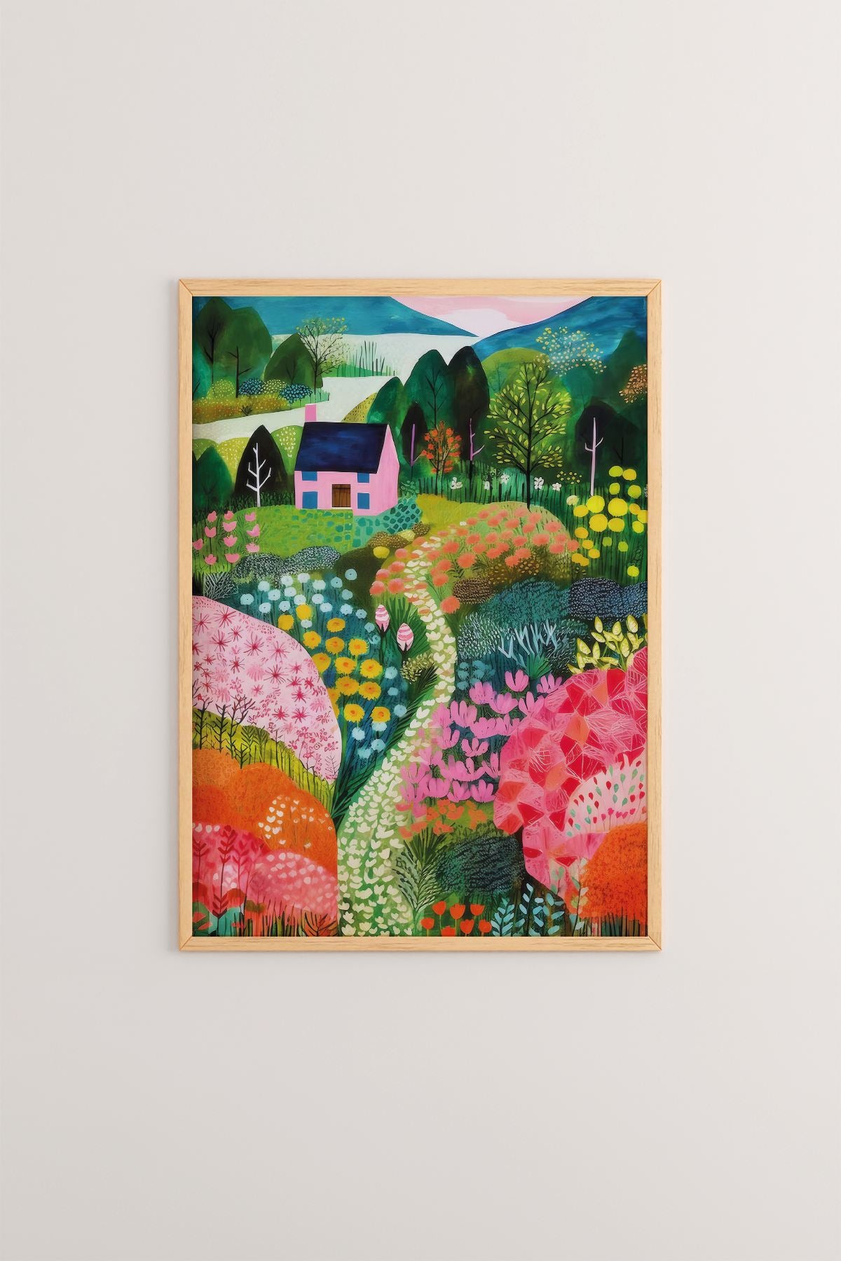 Arte Decorativa Emoldurada Multicolor - Quadro em Madeira Maciça 33x48cm com Impressão Digital de Alta Qualidade