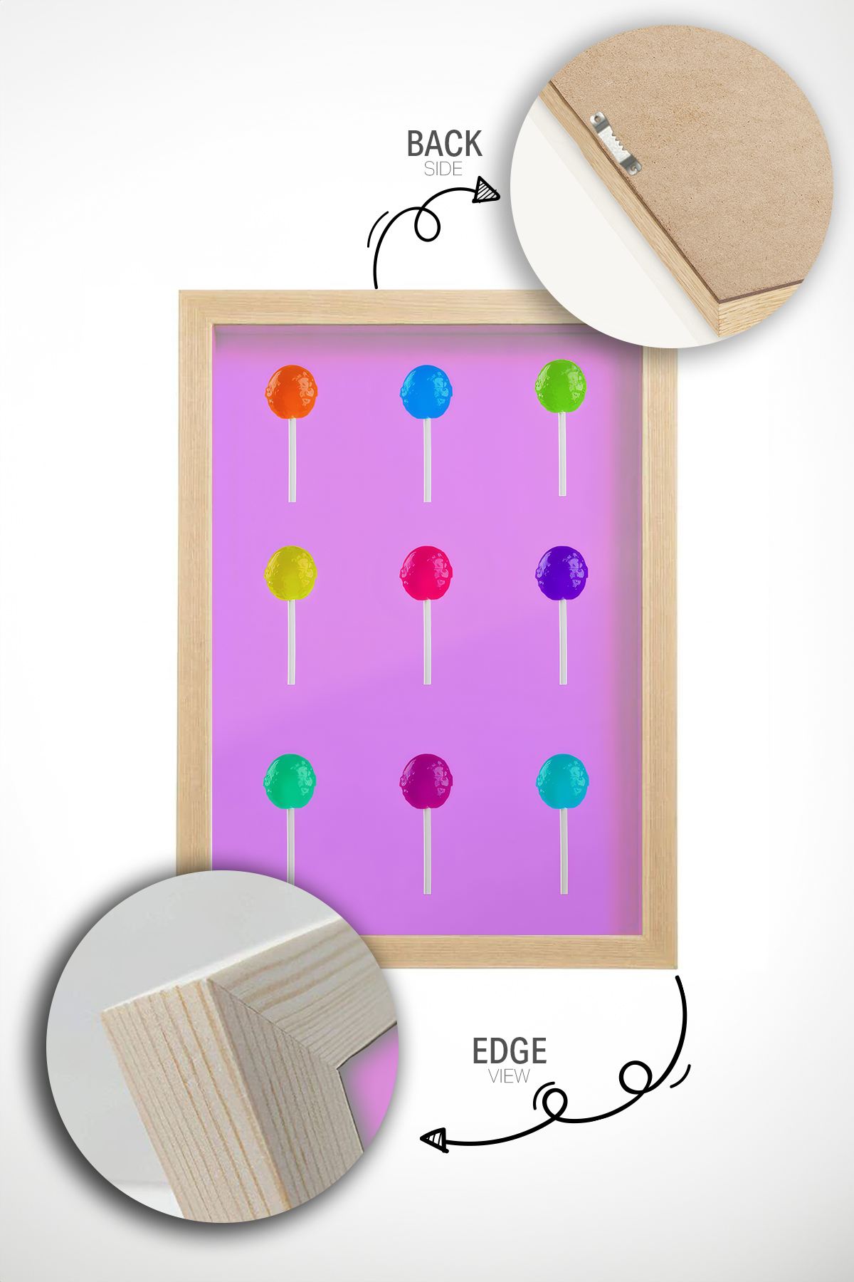 Arte Decorativa Emoldurada Multicolor - Quadro em Madeira Maciça 33x48cm com Impressão Digital de Alta Qualidade