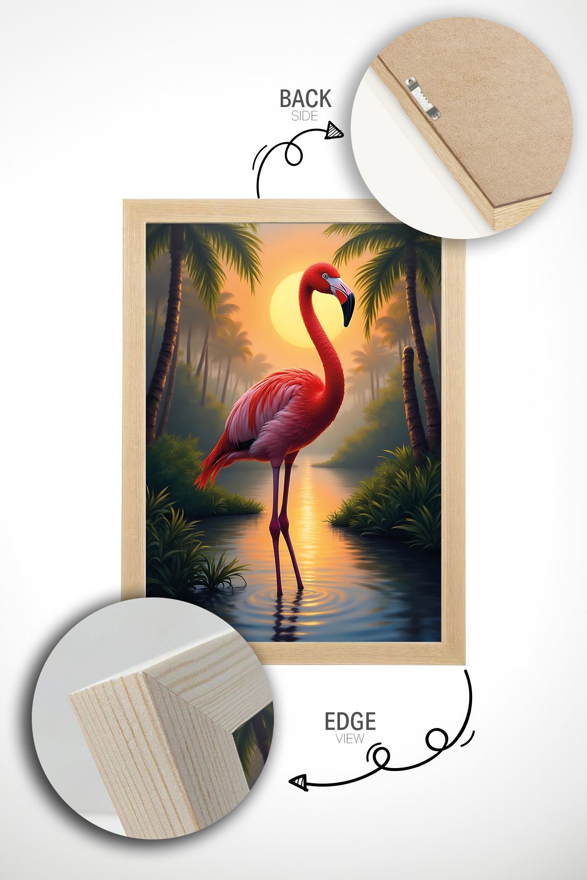 Arte Decorativa Emoldurada Multicolor - Quadro em Madeira Maciça 33x48cm com Impressão Digital de Alta Qualidade