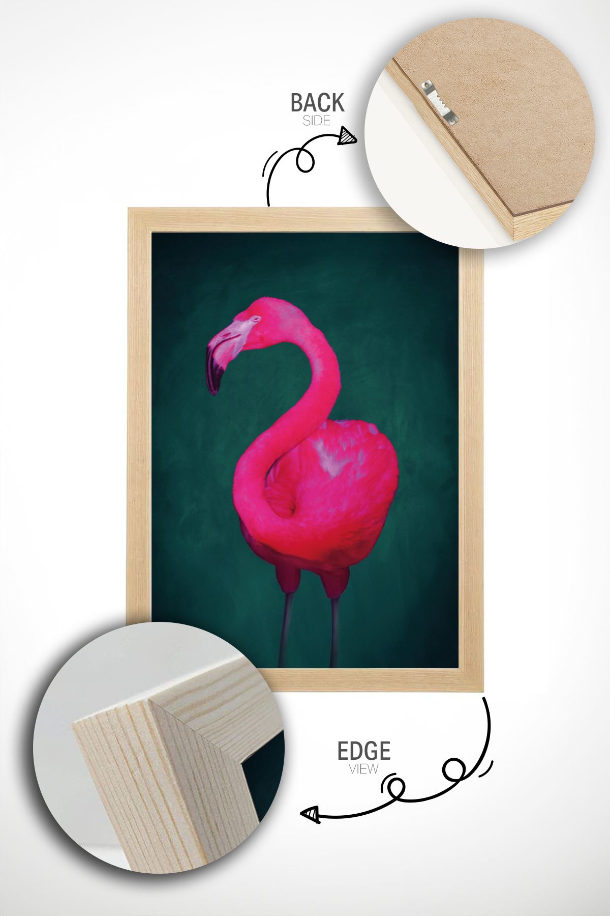 Arte Decorativa Emoldurada Multicolor - Quadro em Madeira Maciça 33x48cm com Impressão Digital de Alta Qualidade