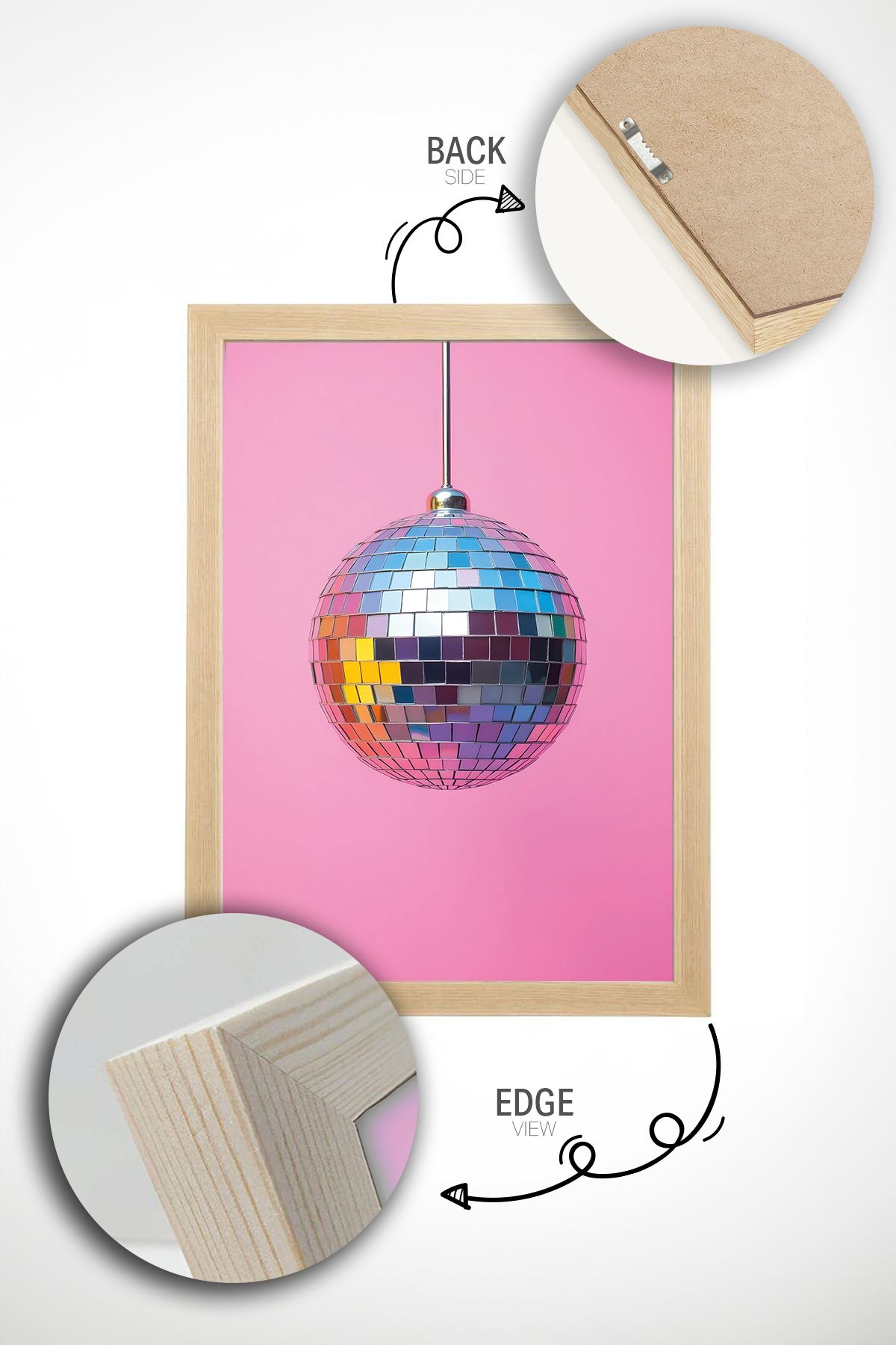 Arte Decorativa Emoldurada Multicolor - Quadro em Madeira Maciça 33x48cm com Impressão Digital de Alta Qualidade