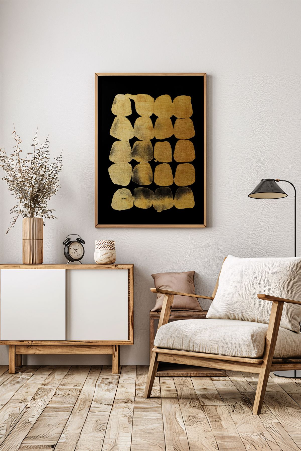 Arte Decorativa Emoldurada Multicolor - Quadro em Madeira Maciça 33x48cm com Impressão Digital de Alta Qualidade