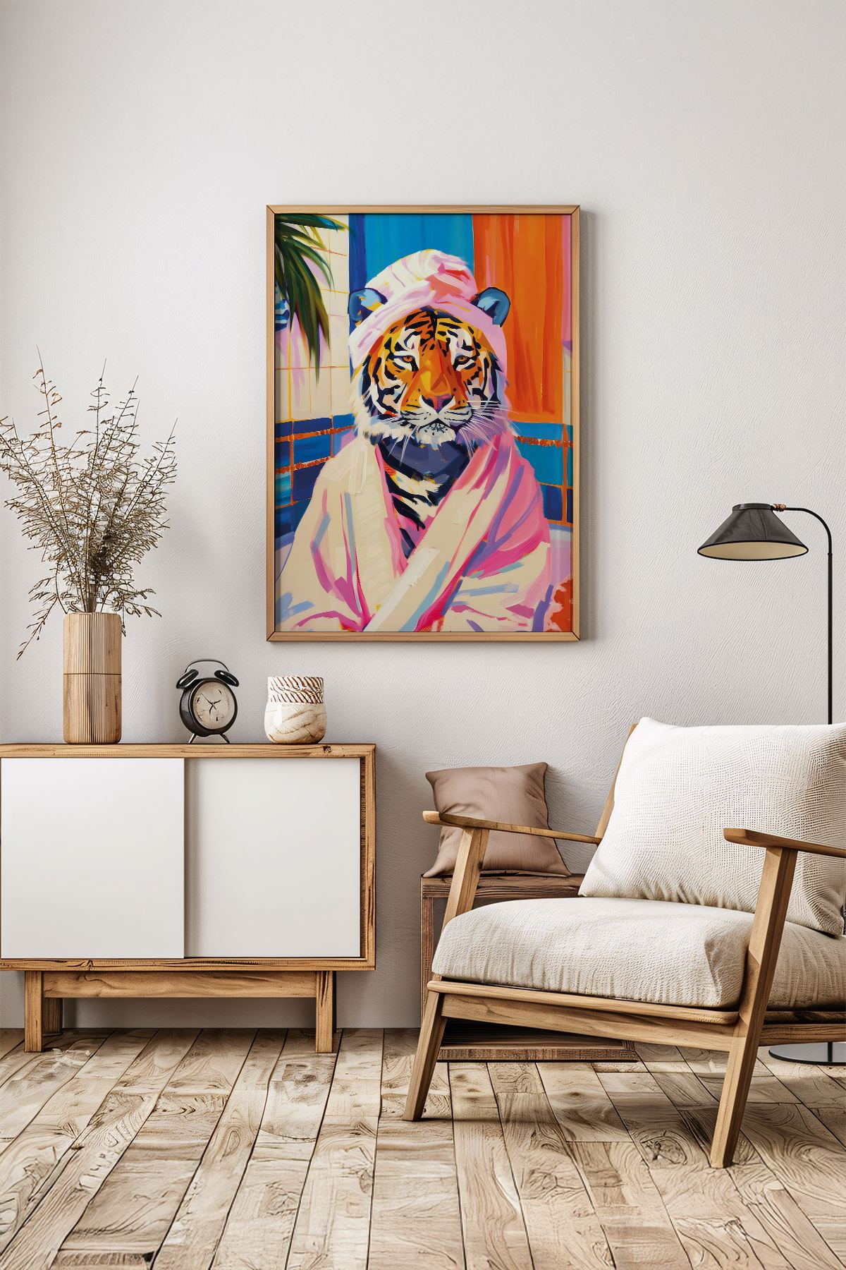 Arte Decorativa Emoldurada Multicolor - Quadro em Madeira Maciça 33x48cm com Impressão Digital de Alta Qualidade