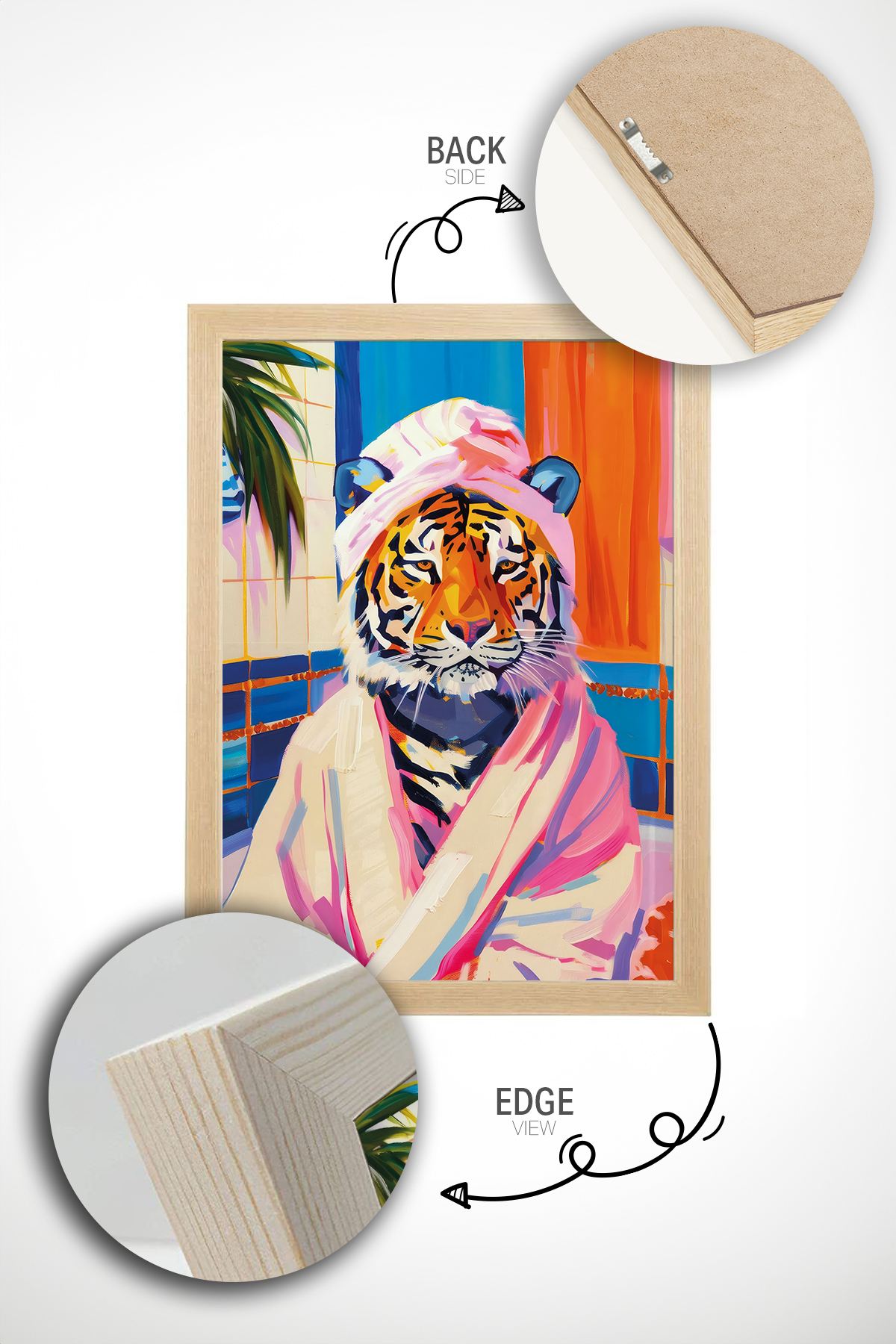 Arte Decorativa Emoldurada Multicolor - Quadro em Madeira Maciça 33x48cm com Impressão Digital de Alta Qualidade