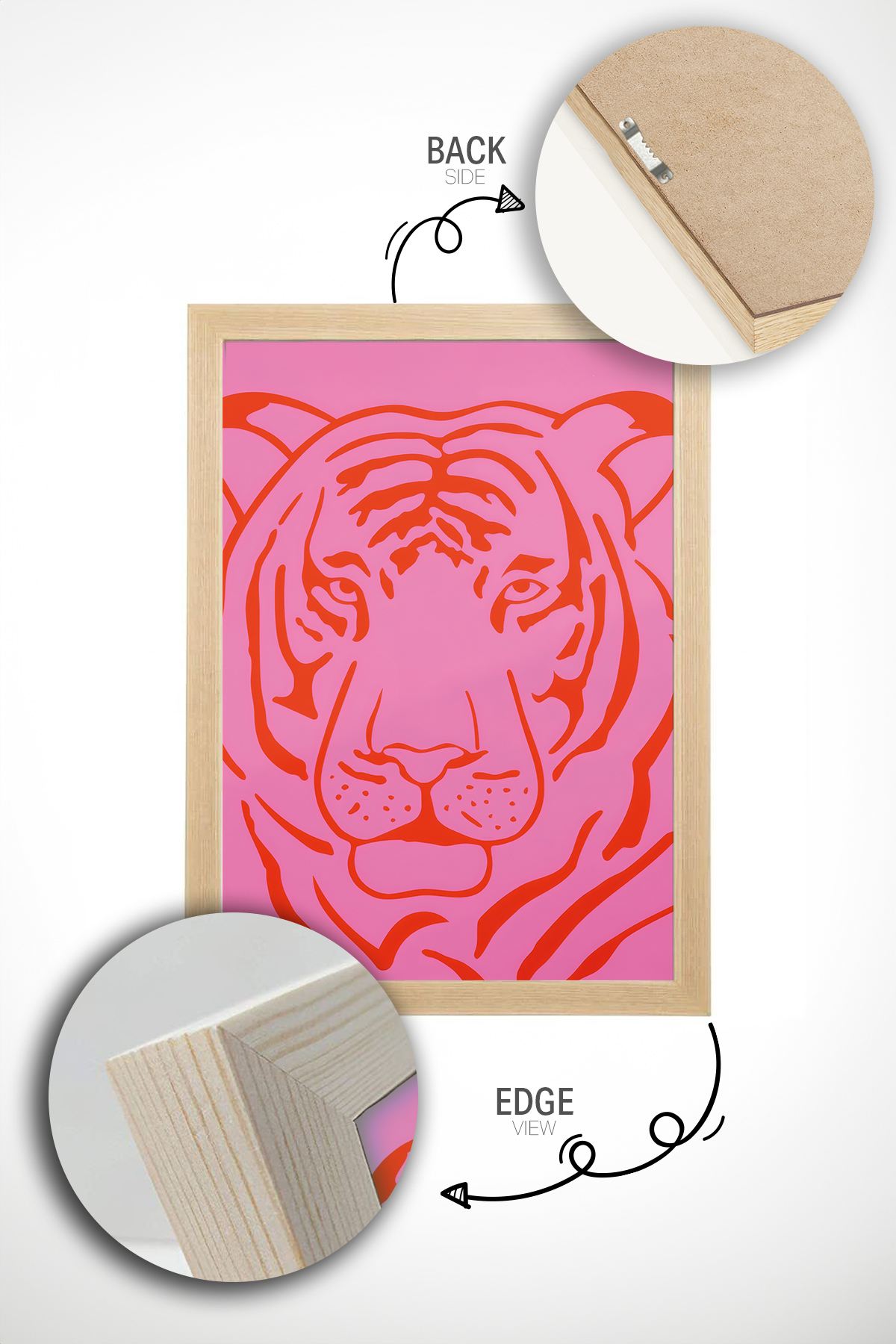 Arte Decorativa Emoldurada Multicolor - Quadro em Madeira Maciça 33x48cm com Impressão Digital de Alta Qualidade