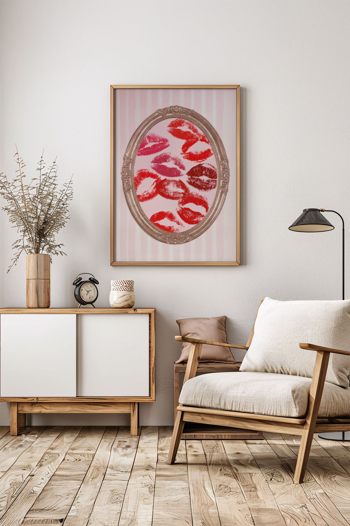 Arte Decorativa Emoldurada Multicolor - Quadro em Madeira Maciça 33x48cm com Impressão Digital de Alta Qualidade