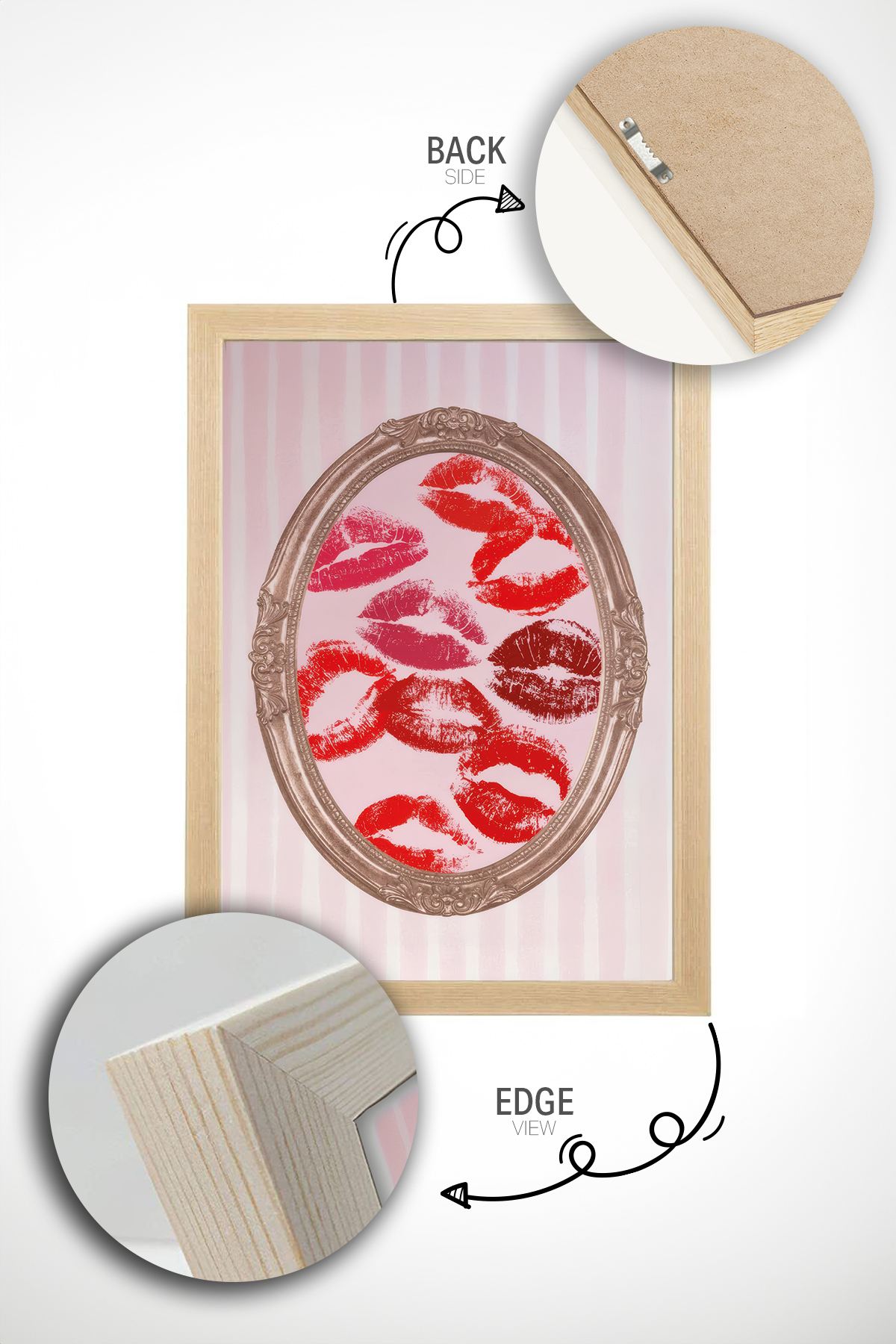 Arte Decorativa Emoldurada Multicolor - Quadro em Madeira Maciça 33x48cm com Impressão Digital de Alta Qualidade