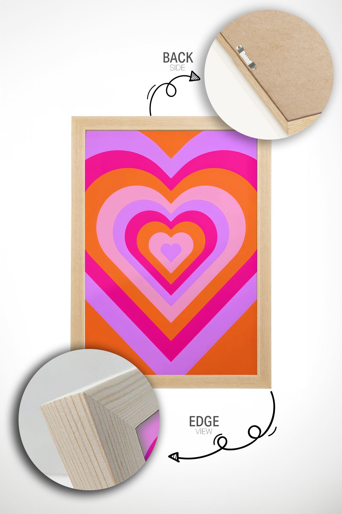 Arte Decorativa Emoldurada Multicolor - Quadro em Madeira Maciça 33x48cm com Impressão Digital de Alta Qualidade