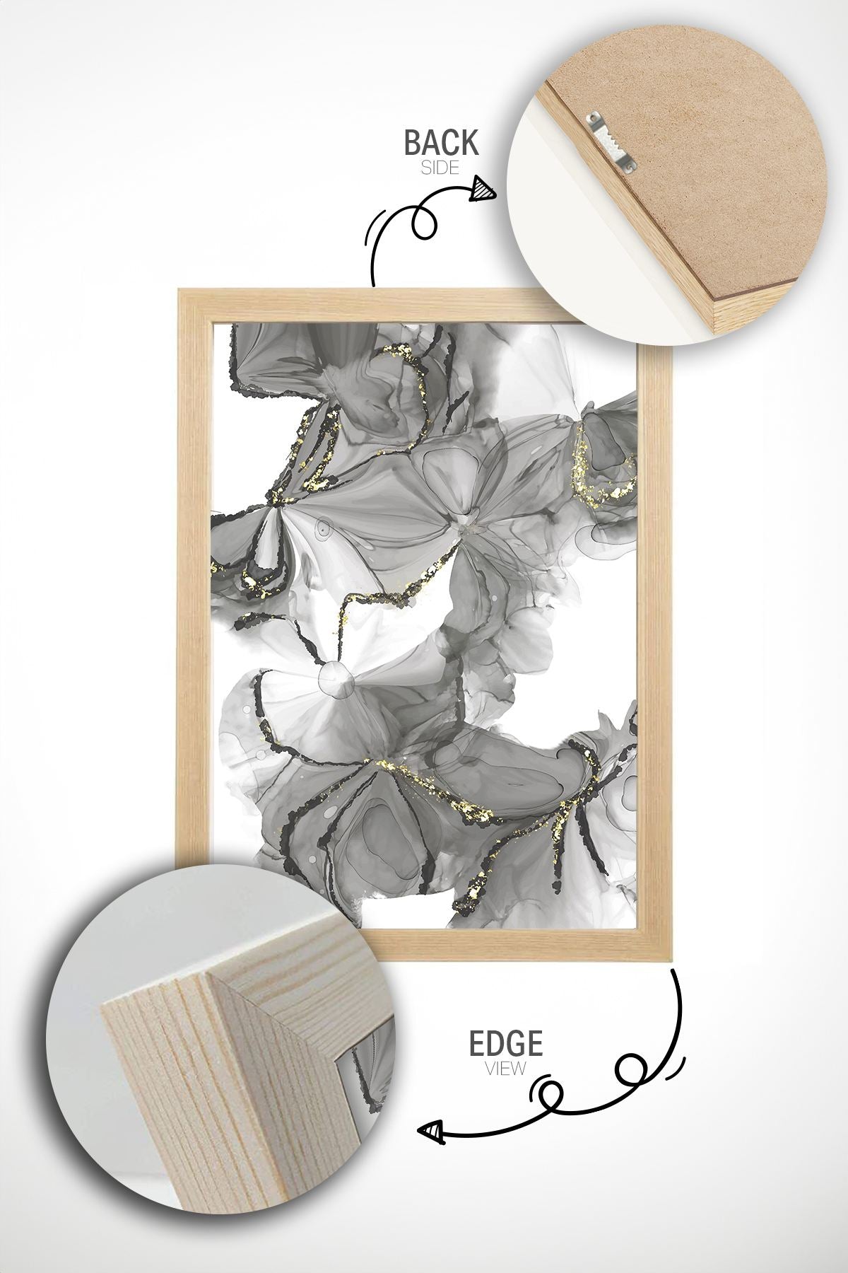 Arte Decorativa Emoldurada Multicolor - Quadro em Madeira Maciça 33x48cm com Impressão Digital de Alta Qualidade