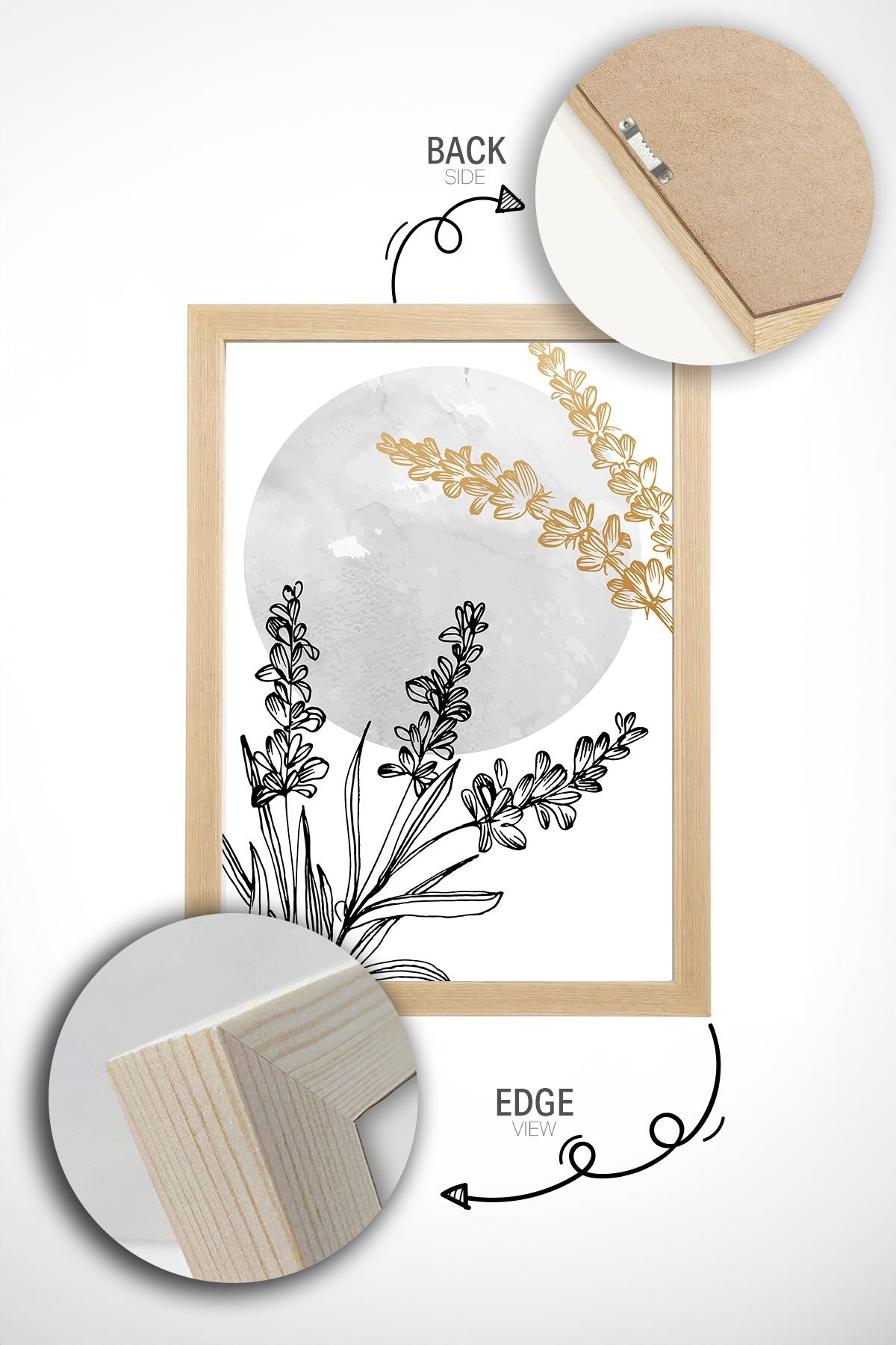 Arte Decorativa Emoldurada Multicolor - Quadro em Madeira Maciça 33x48cm com Impressão Digital de Alta Qualidade