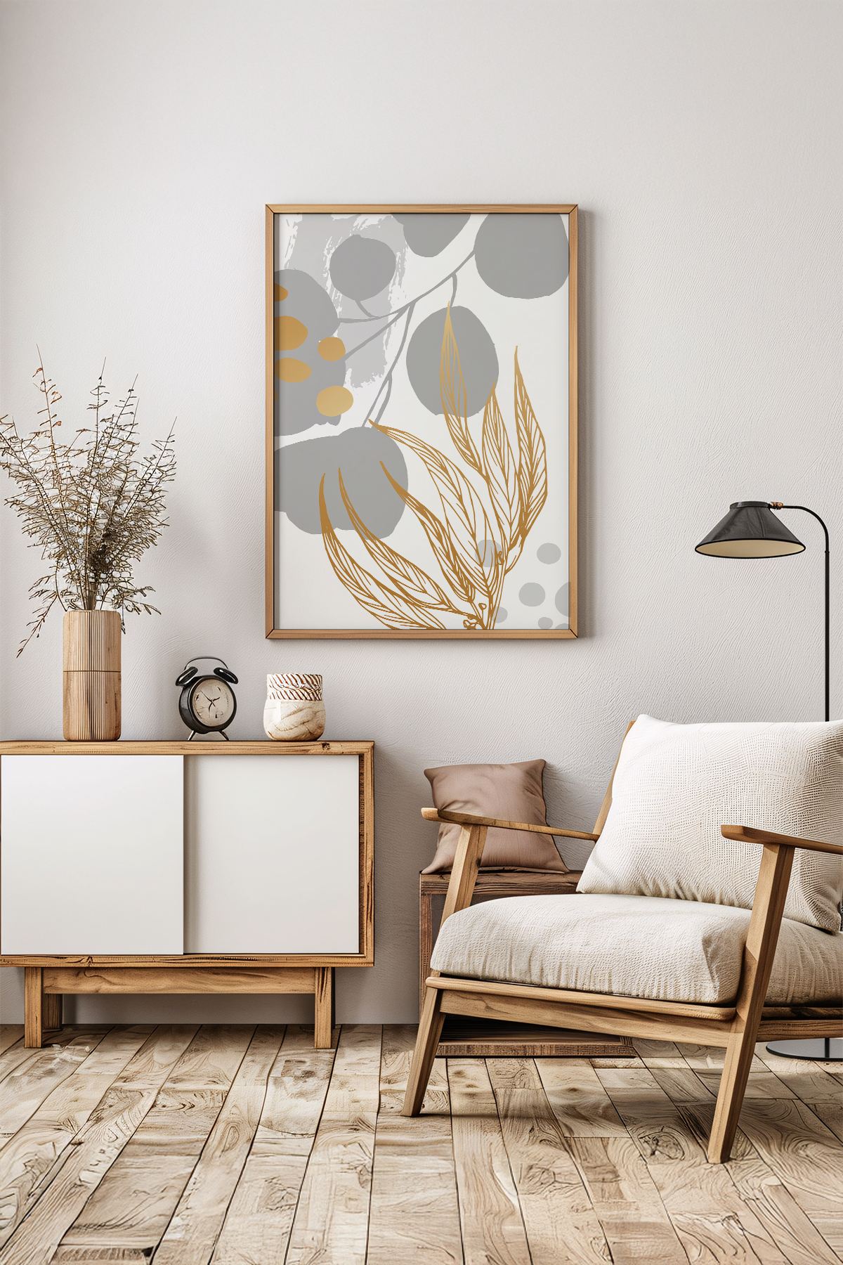 Arte Decorativa Emoldurada Multicolor - Quadro em Madeira Maciça 33x48cm com Impressão Digital de Alta Qualidade