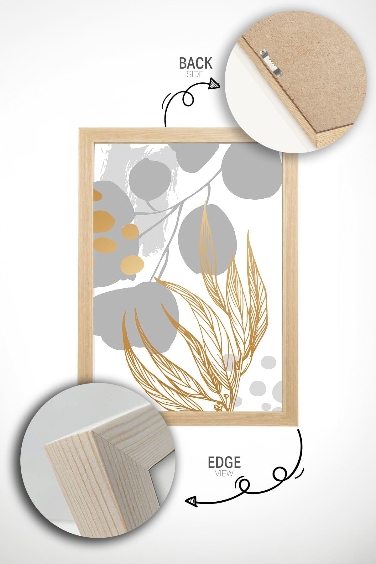 Arte Decorativa Emoldurada Multicolor - Quadro em Madeira Maciça 33x48cm com Impressão Digital de Alta Qualidade