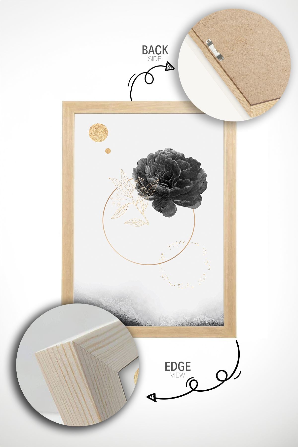 Arte Decorativa Emoldurada Multicolor - Quadro em Madeira Maciça 33x48cm com Impressão Digital de Alta Qualidade