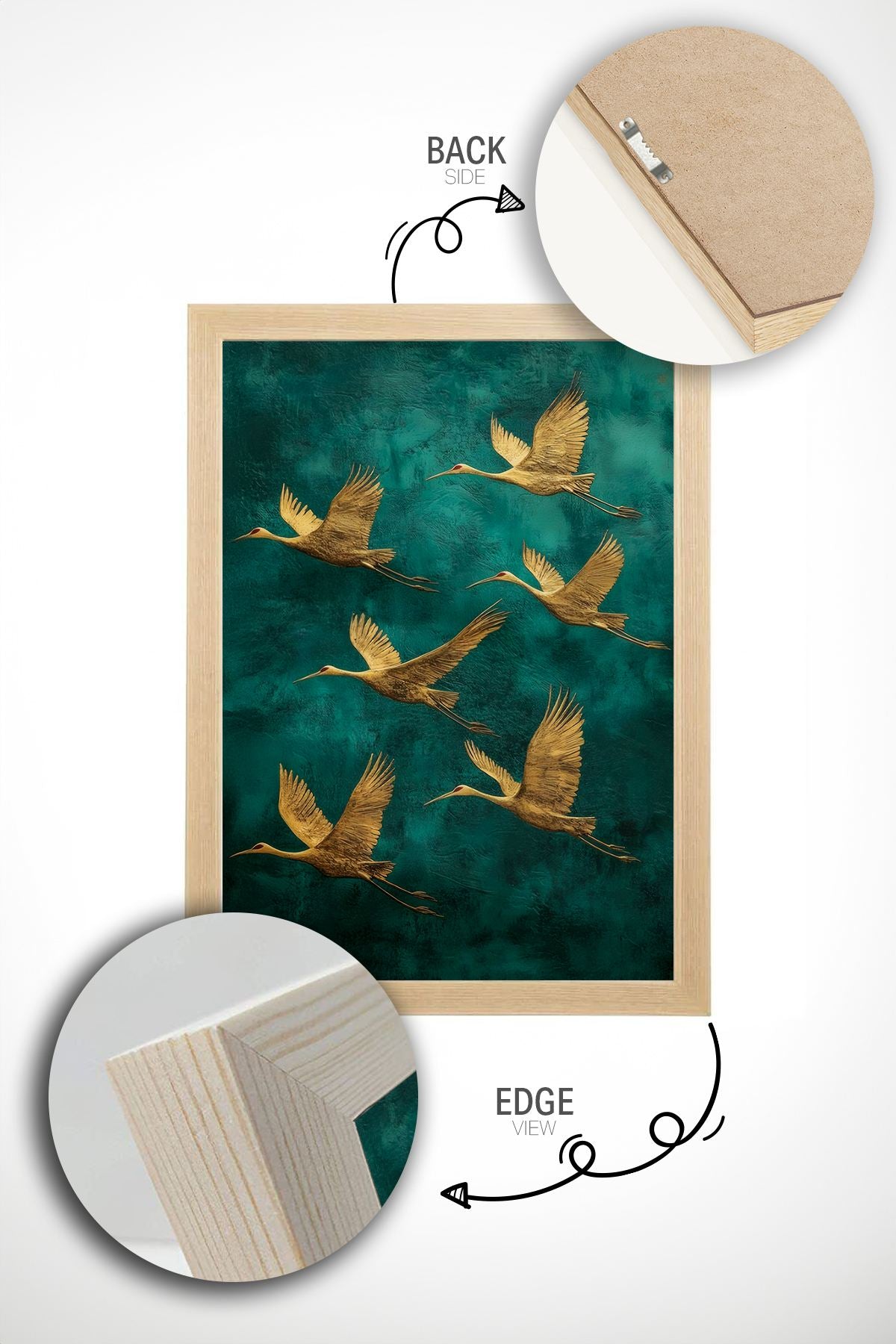 Arte Decorativa Emoldurada Multicolor - Quadro em Madeira Maciça 33x48cm com Impressão Digital de Alta Qualidade