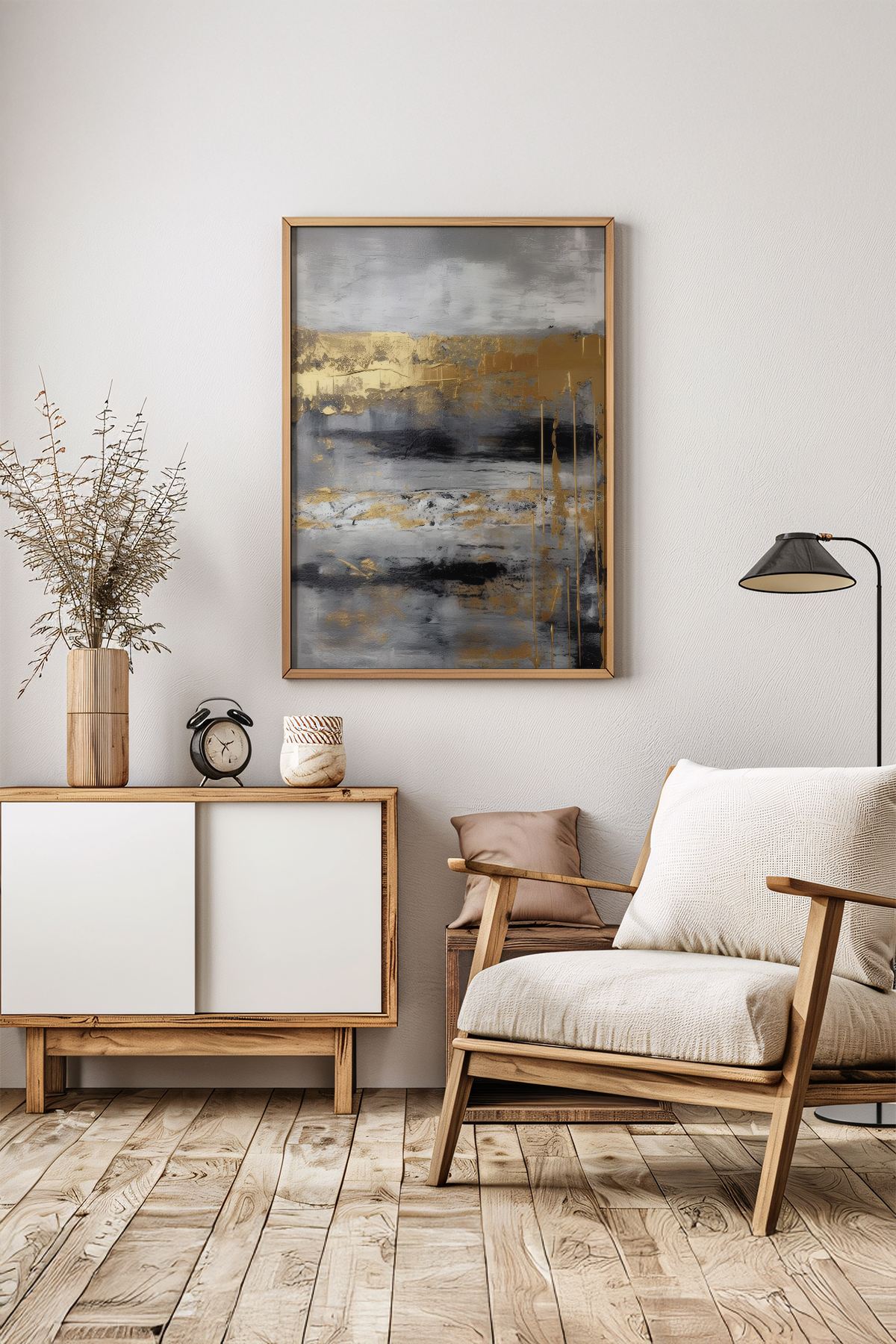 Arte Decorativa Emoldurada Multicolor - Quadro em Madeira Maciça 33x48cm com Impressão Digital de Alta Qualidade