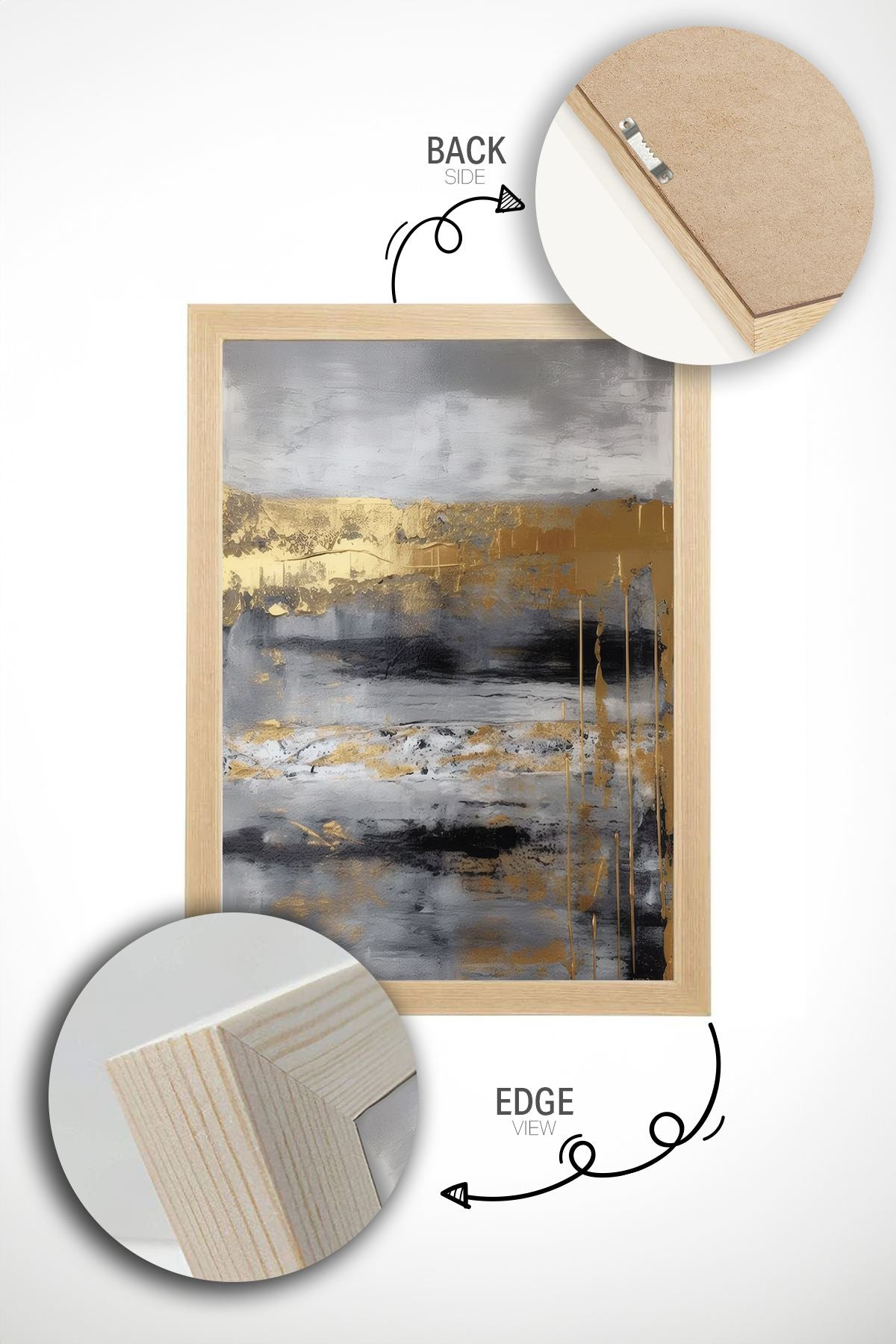 Arte Decorativa Emoldurada Multicolor - Quadro em Madeira Maciça 33x48cm com Impressão Digital de Alta Qualidade