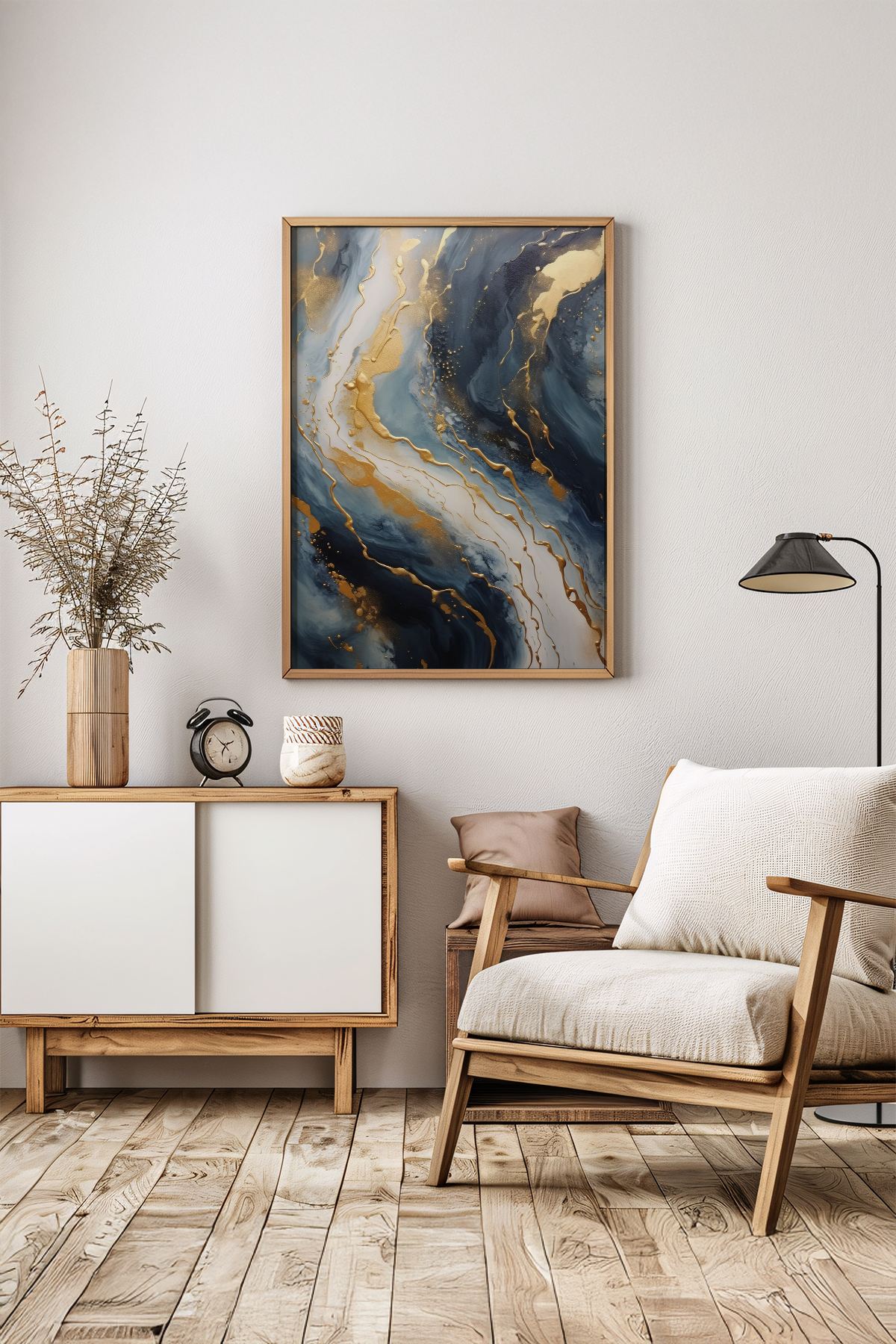 Arte Decorativa Emoldurada Multicolor - Quadro em Madeira Maciça 33x48cm com Impressão Digital de Alta Qualidade