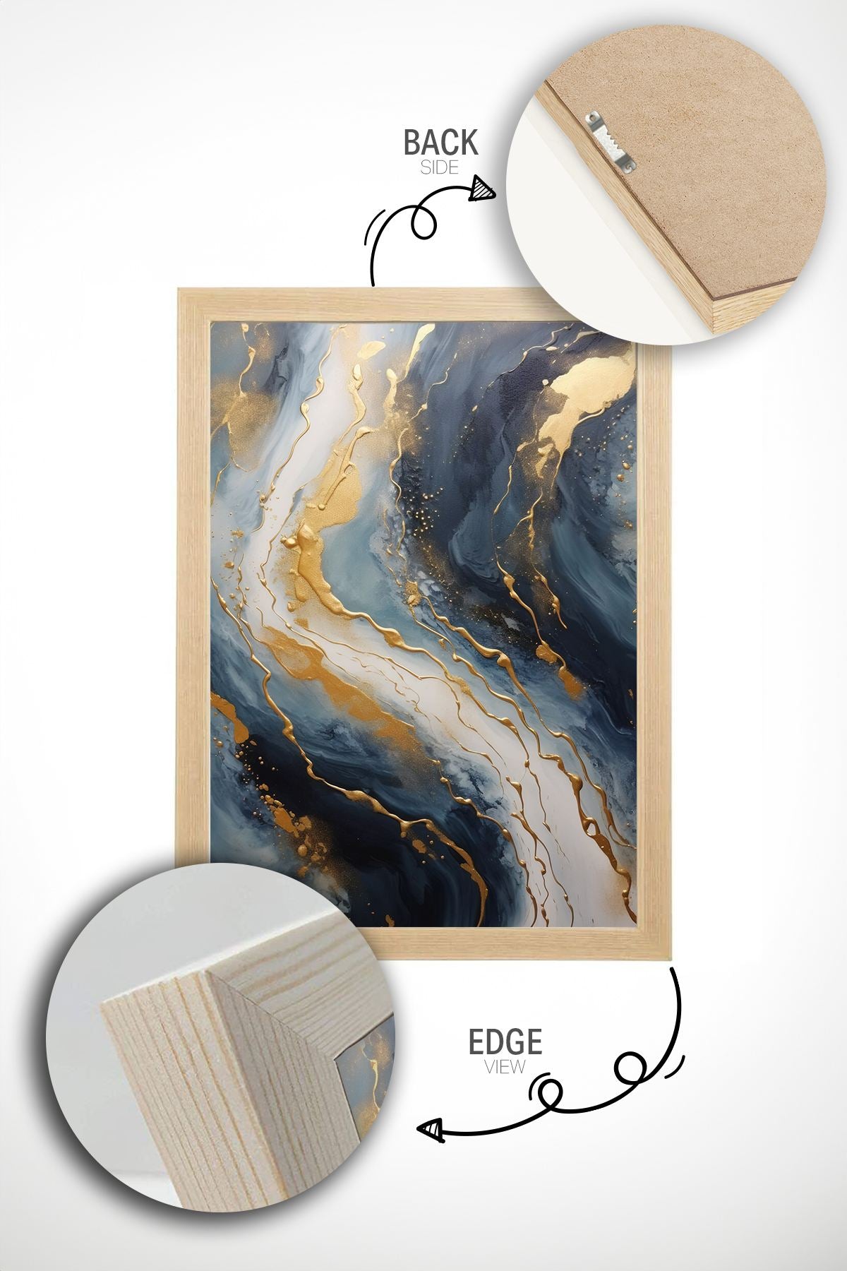 Arte Decorativa Emoldurada Multicolor - Quadro em Madeira Maciça 33x48cm com Impressão Digital de Alta Qualidade