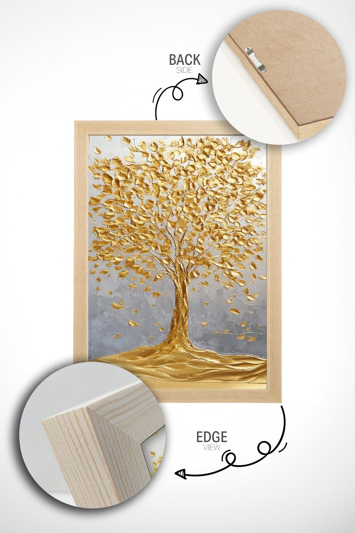 Arte Decorativa Emoldurada Multicolor 33x48cm - Moldura Madeira Maciça com Impressão Digital de Alta Qualidade