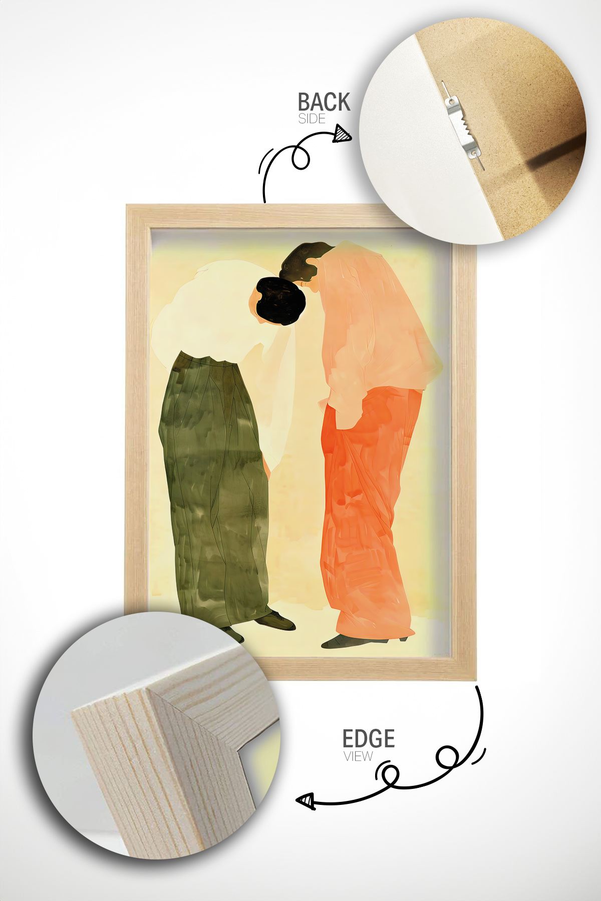 Quadro Decorativo Multicolor com Moldura de Madeira Maciça - 33x48cm - Impressão Digital de Alta Qualidade