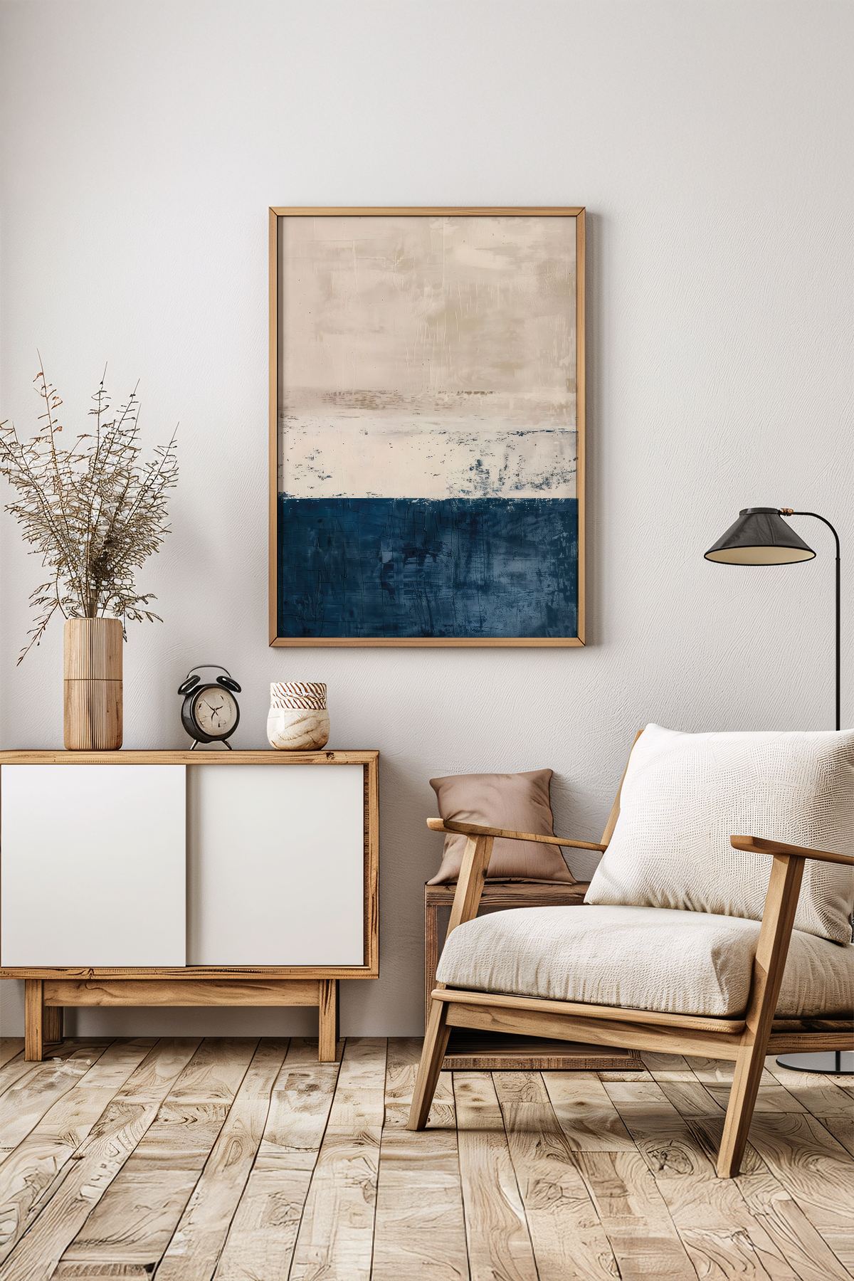 Quadro Decorativo Multicolor com Moldura de Madeira Maciça - 33x48cm - Impressão Digital Premium